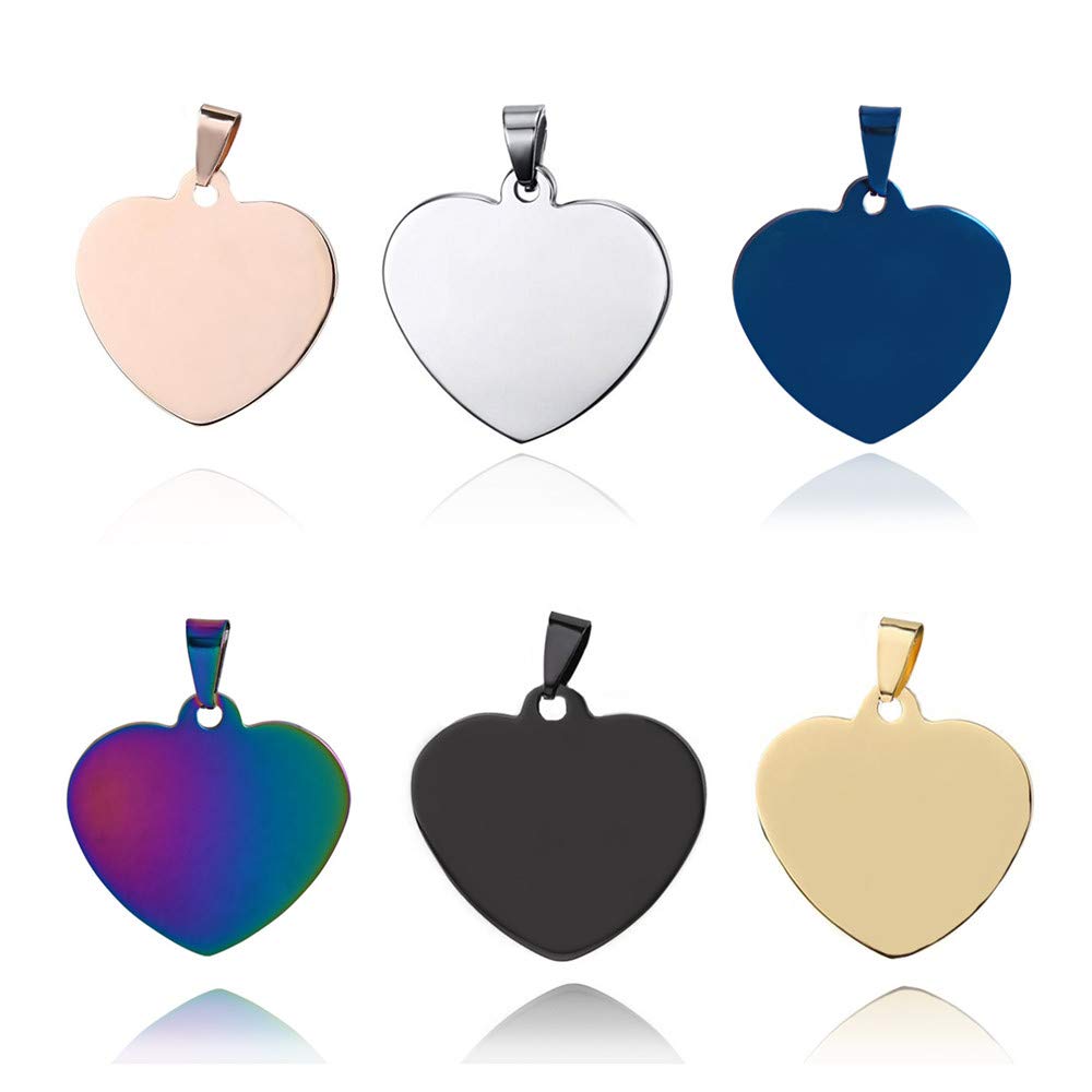 Personalized Stainless Steel Heart ID Tag Necklace - Custom Name & Date Engraving for Men, Women & Pets - 2 Sizes & 6 Colors - Free Engraving - Perfect for Anniversary Gifts, Pet Memorials & Couple Jewelry