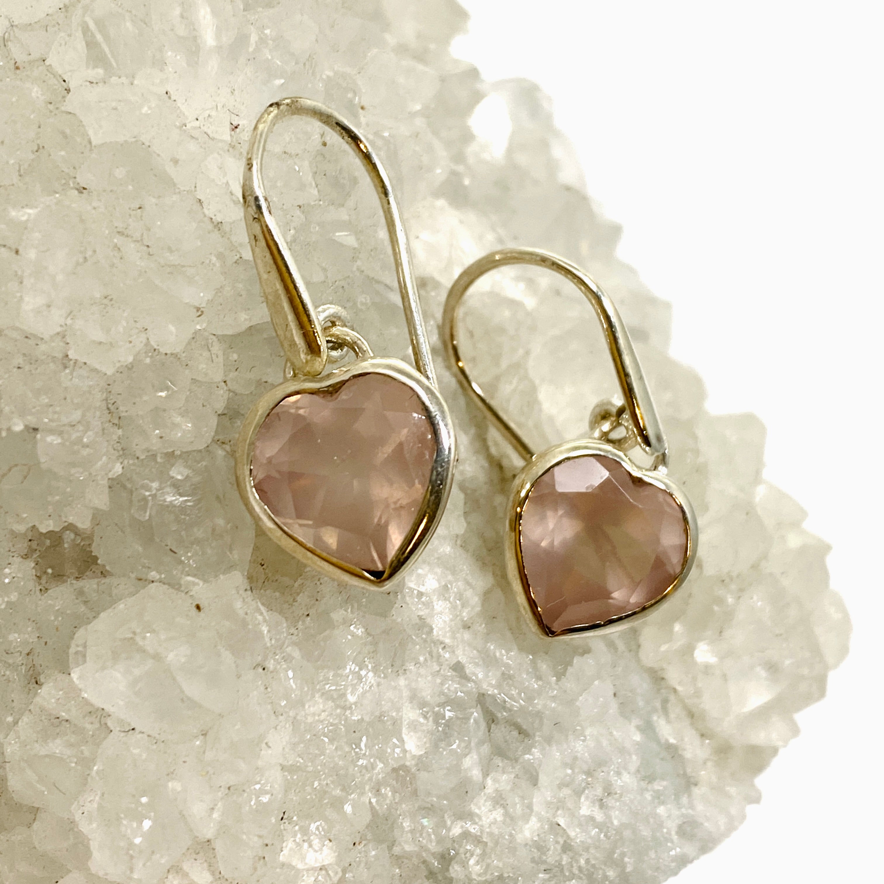 Rose Quartz Heart Faceted Earrings for Women - Dainty Crystal Stud Earrings - Healing Stone Jewelry for Valentine's Day Gift, Meditation & Energy Balancing