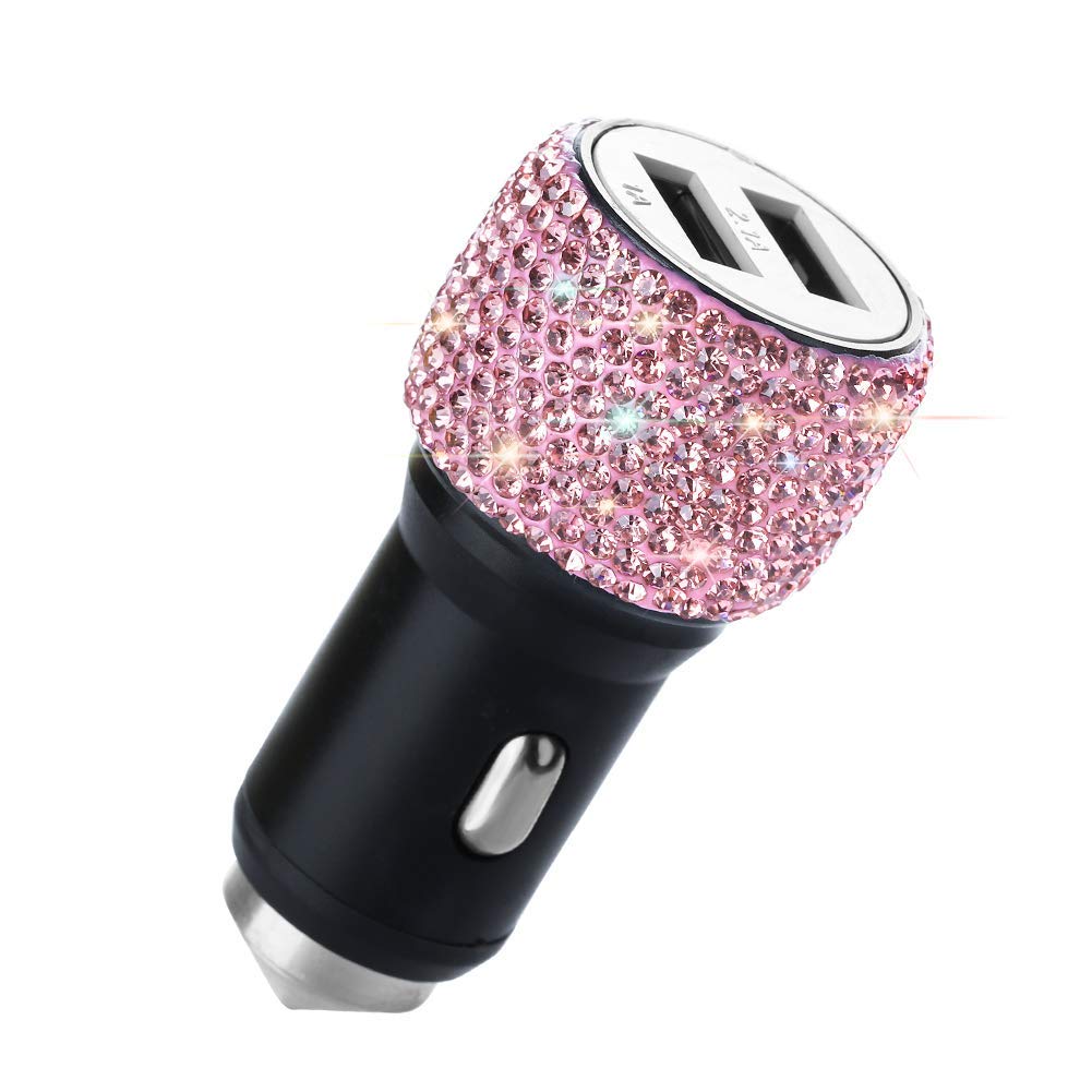 Dual USB Car Charger - SAVORI Fast Charging Car Adapter with Bling Rhinestones for iPhone Xs Max/X/Plus, iPad Pro/Mini & Samsung - Perfect for Road Trips & Daily Commute