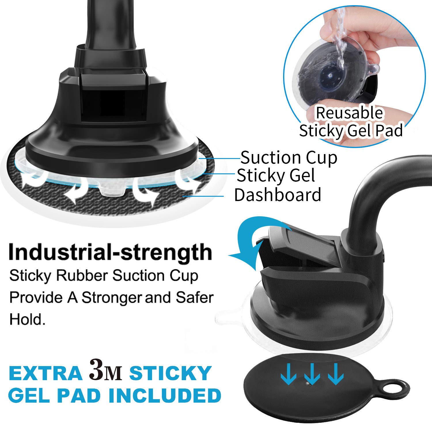 APPS2Car Magnetic Car Phone Holder Mount with 6 Strong Magnets - Universal Suction Cup Phone Mount for Windshield & Dashboard - Compatible with Most Smartphones & Mini Tablets - Perfect for Hands-Free Navigation & Safe Driving
