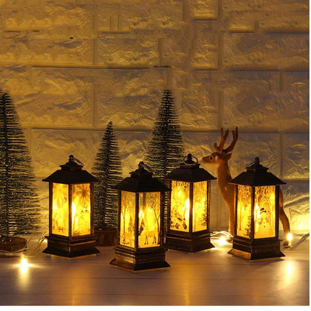 1pc Christmas Flame Lantern Candle Night Light - Hanging LED Outdoor Lantern & Desktop Decor for Holiday, Garden, Patio, Fireplace, and Party Decoration