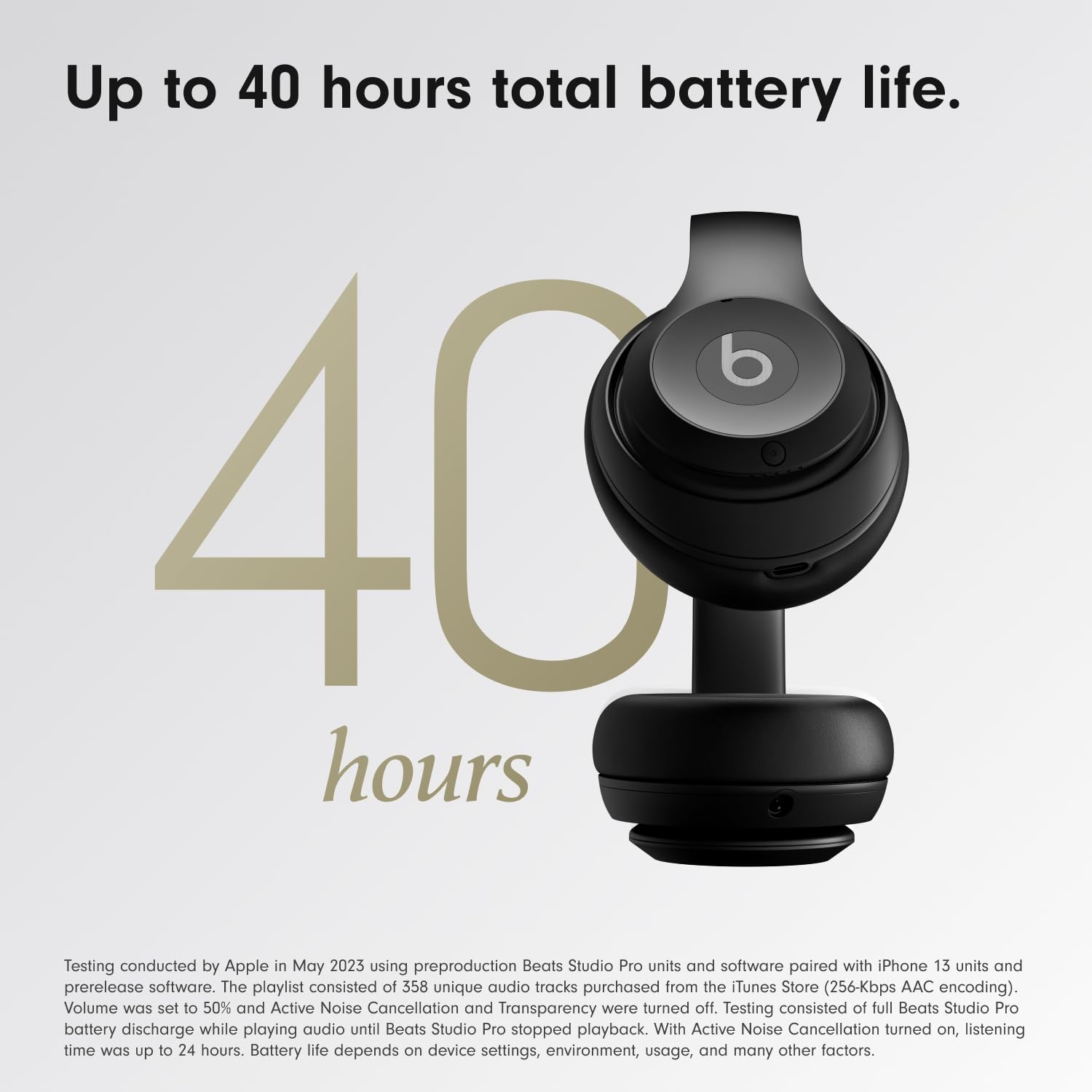 Beats Studio Pro Wireless Bluetooth Noise Cancelling Headphones with Apple 20W USB-C Fast Charger - Premium Black | Perfect for Travel, Workouts & Home Office Use