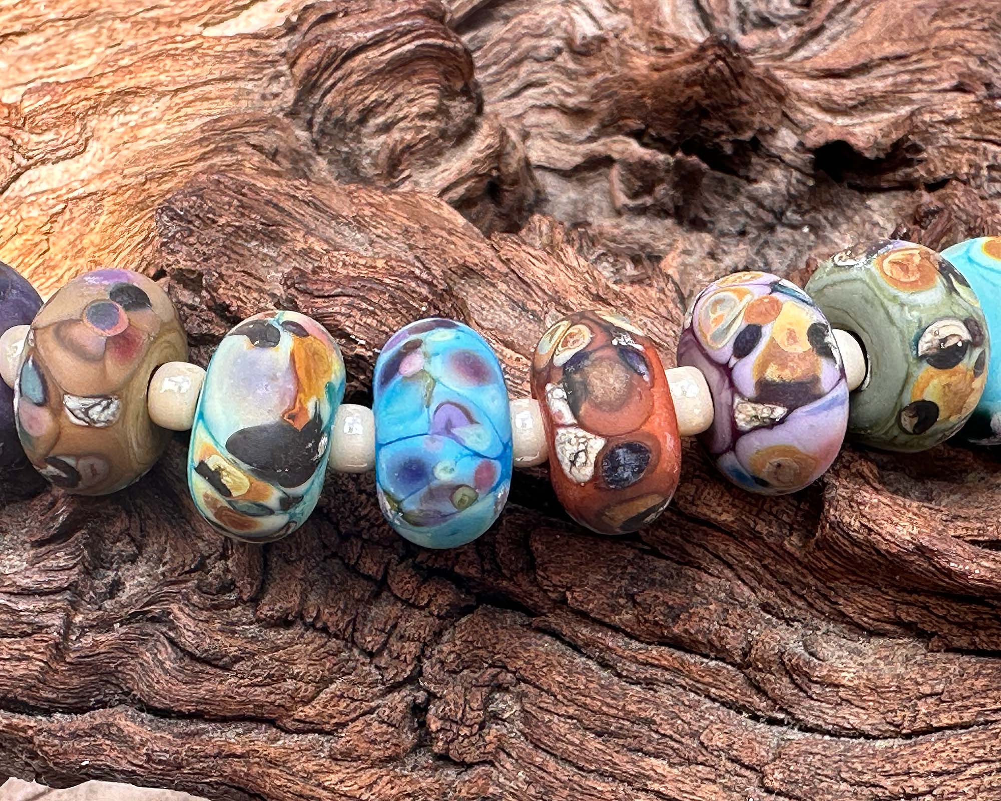 10pcs Matte Bohemian Harmony Lampwork Glass Beads Set for Jewelry Making - DIY Bracelets, Necklaces, and Craft Projects (SRA)