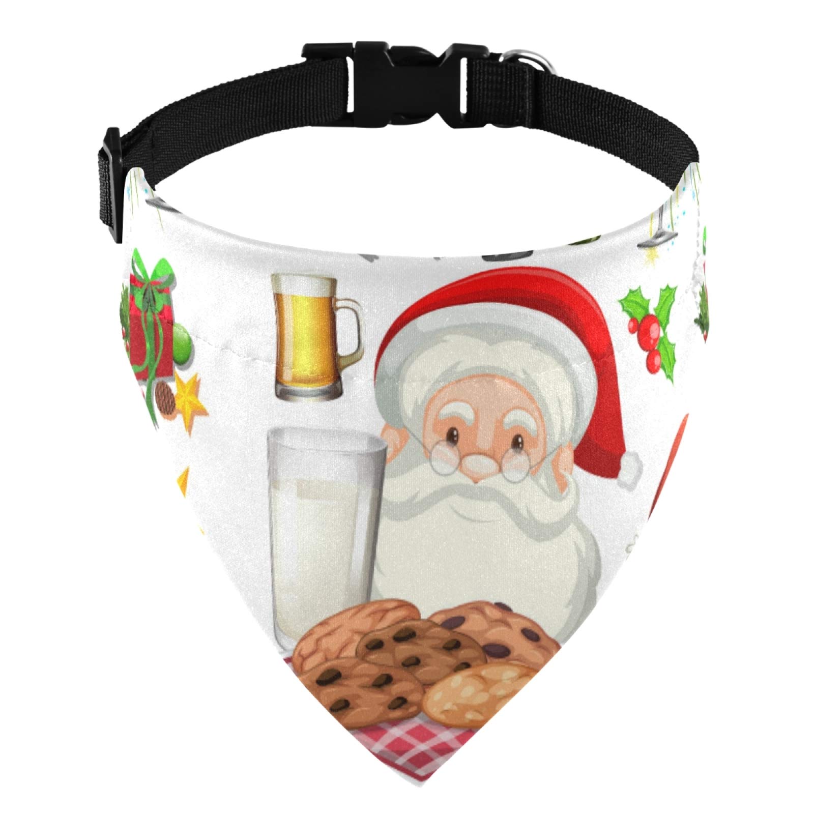 Christmas Santa Claus Pattern Dog Bandana - Adjustable Dog Collar & Triangle Scarf for Small Medium Large Dogs & Cats - Perfect for Holiday Photos & Pet Costume Parties