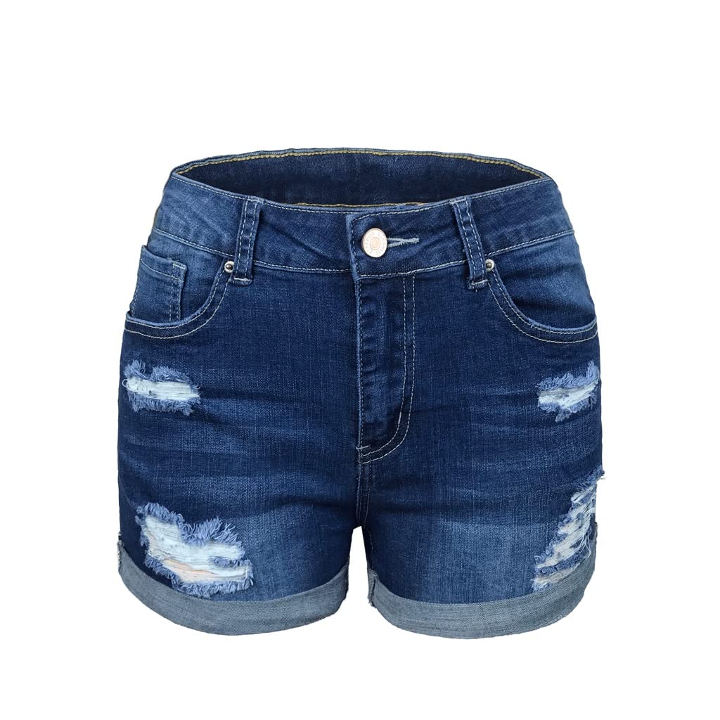 Women's High Waist Ripped Denim Shorts - Trendy Slim Fit Distressed Jean Shorts for Summer | Street Style Fashion | Perfect for Casual Outings, Beach Trips & Music Festivals (Color: A, Size: Scode)
