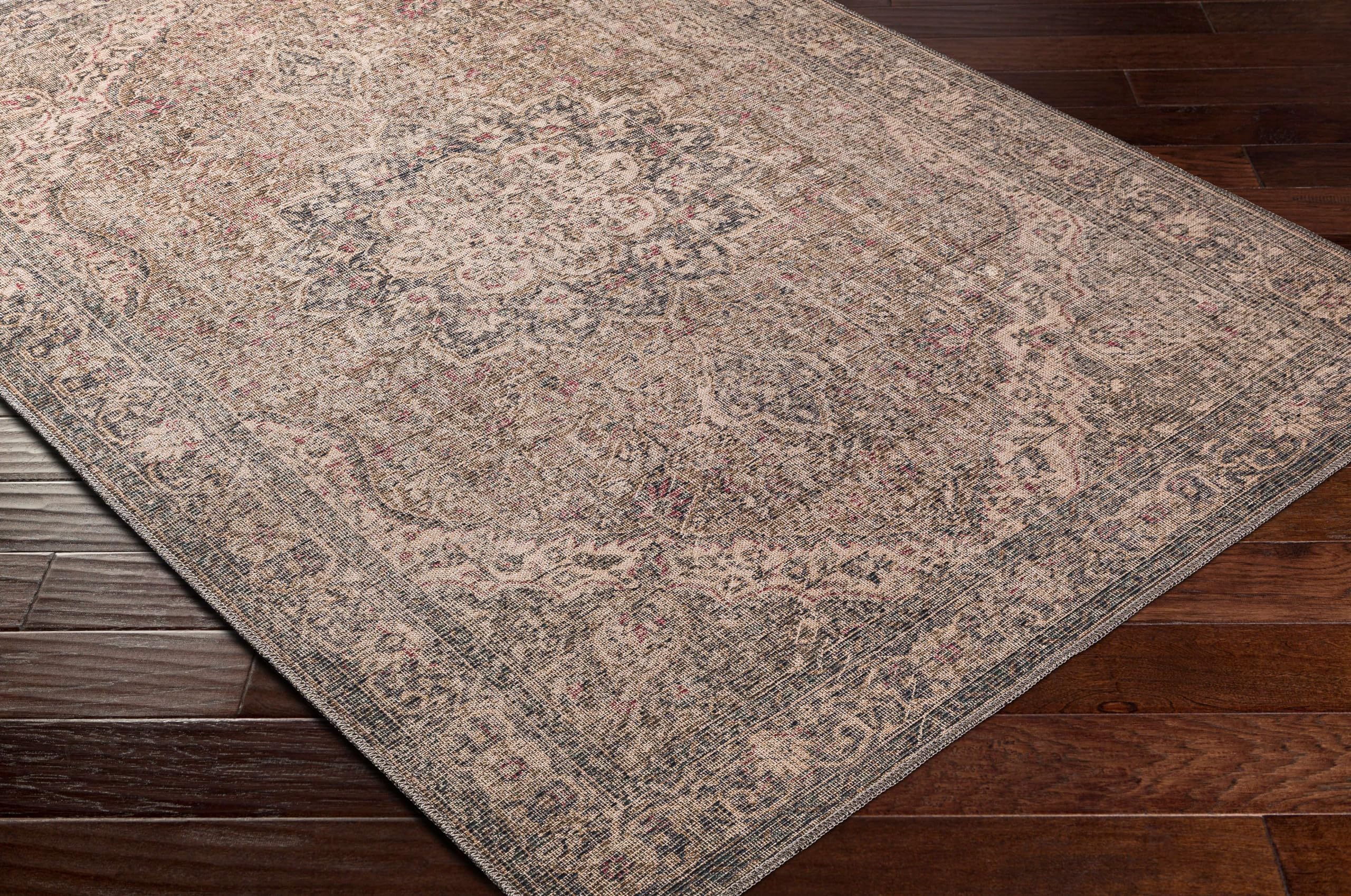 Mark&Day Washable Rugs 9x12 - Traditional Camel Area Rug in Brown & Cream | Machine Washable Living Room, Bedroom & Kitchen Carpet (9'3