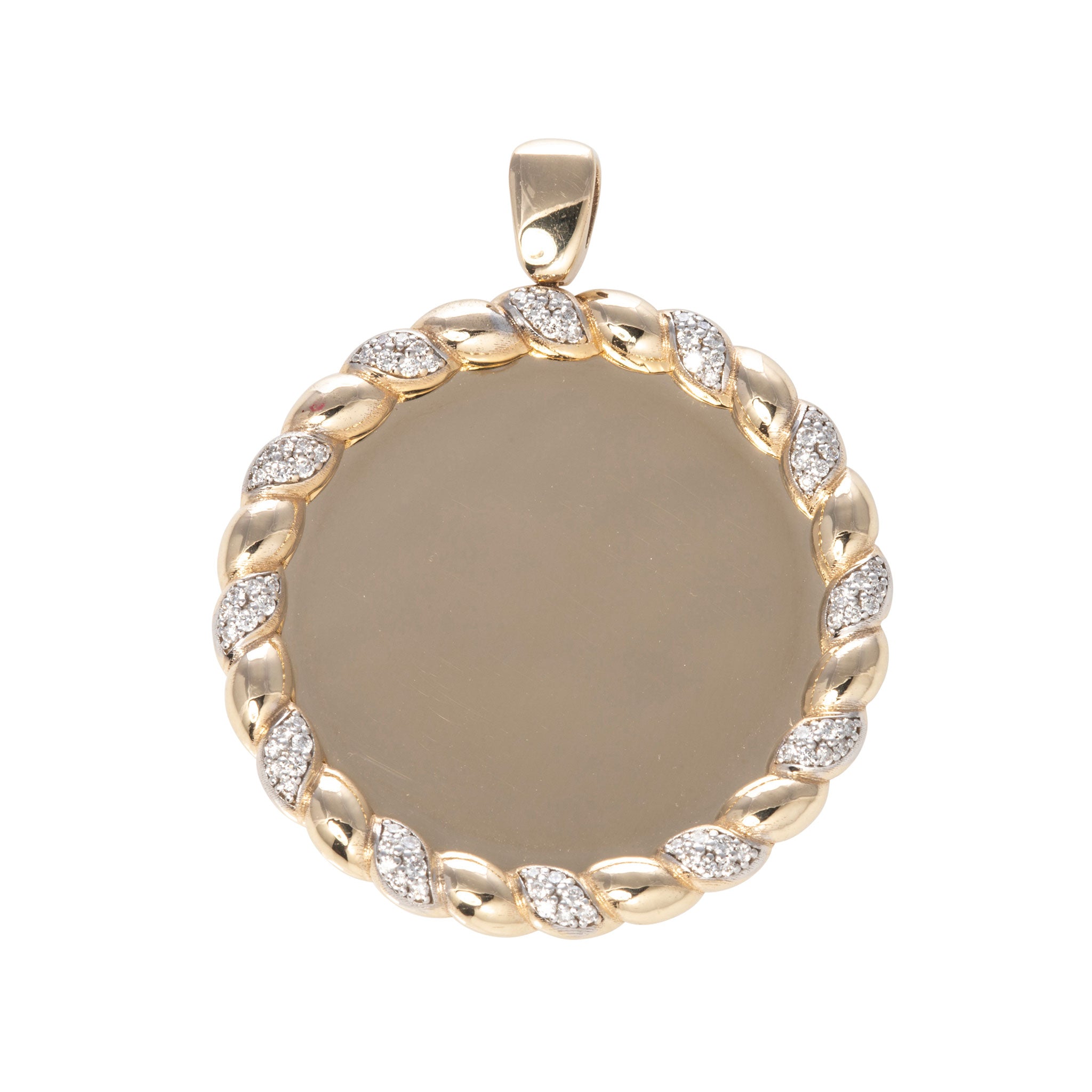 Elegant Mary Diamond Accent Rope Edge Disc Pendant Necklace - Perfect for Weddings, Parties & Special Occasions