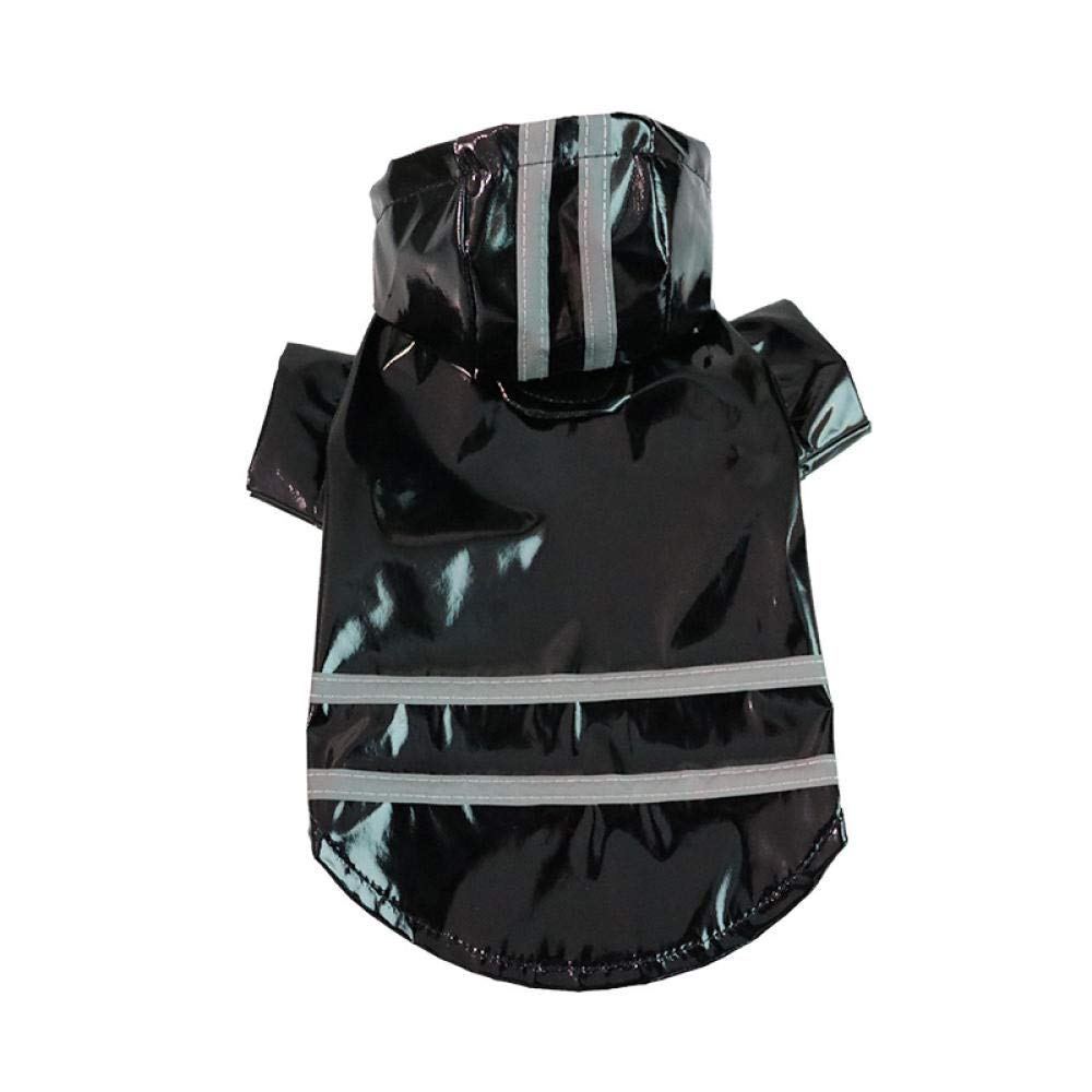 Waterproof Dog Raincoat with Reflective Strips - Black Small Dog Rain Jacket for Outdoor Walking & Rainy Day Protection | Pet Clothing & Costume for Small Breeds