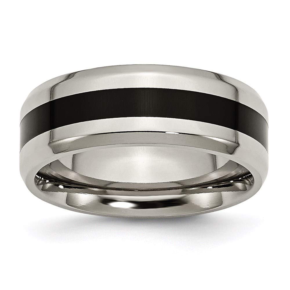 8mm Titanium Black Enamel Wedding Band Ring for Women - Elegant Bridal Engagement Ring, Durable Fine Jewelry Gift for Her - Perfect for Proposals, Anniversaries & Special Occasions