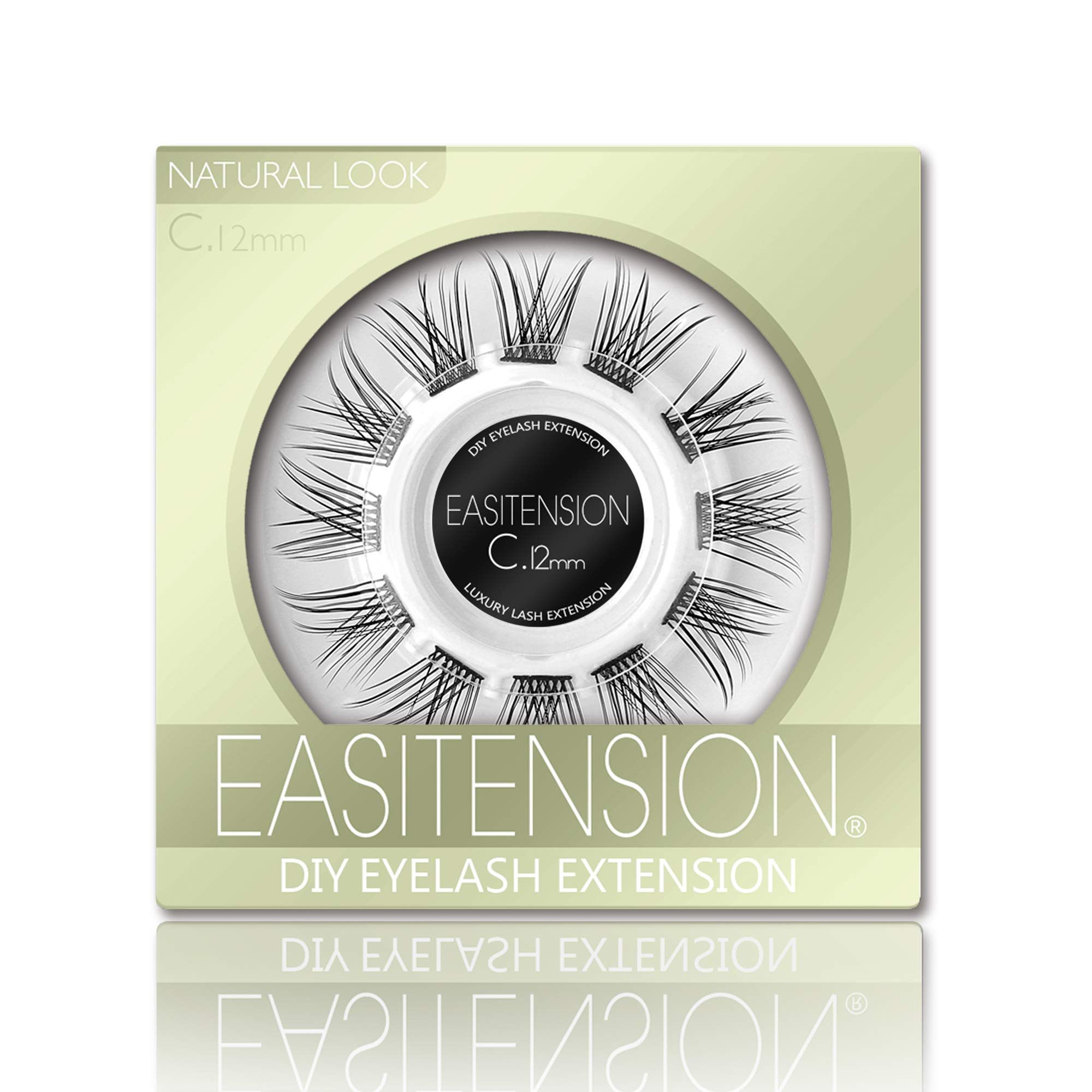 DIY Eyelash Extension Kit - 12 Clusters Natural Lashes with Glue Bonded Band, C Curl 12MM for Home Use | Perfect for Bridal, Party & Everyday Glam Makeup Looks