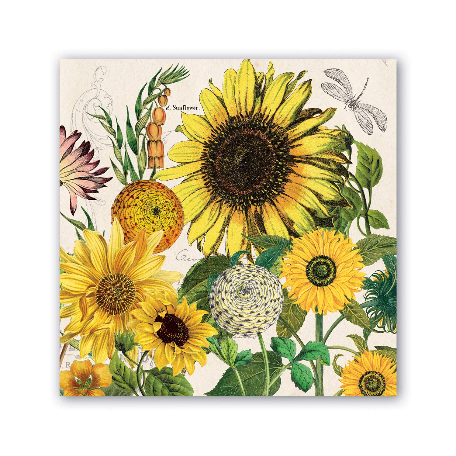 Michel Design Works Cocktail Napkins - Sunflower Floral Design, Premium Paper Cocktail Napkins for Parties, Weddings, and Home Decor (Set of 20) | Perfect for Cocktail Hours, Dinner Parties, and Hostess Gifts