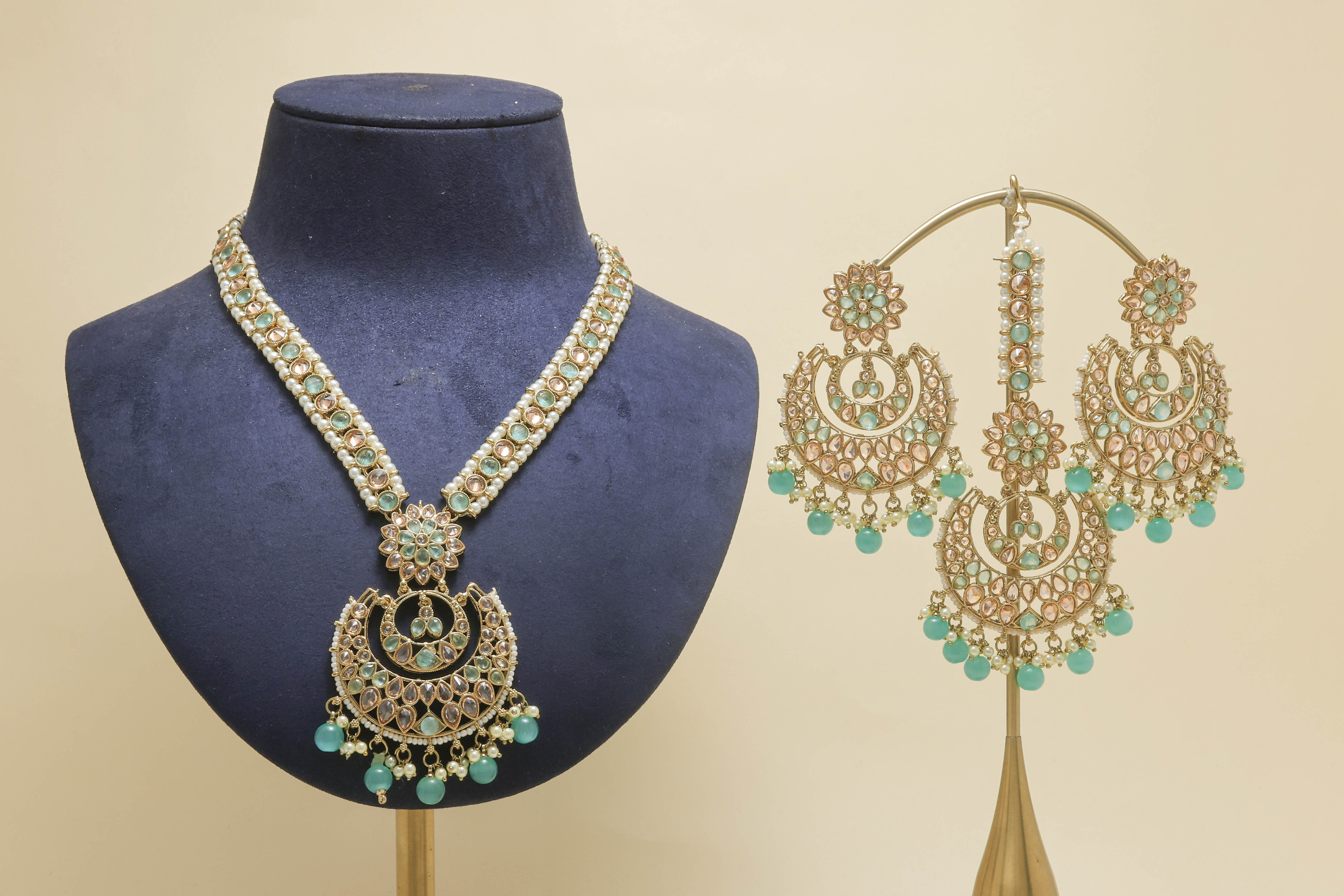GEHNA POLKI MALA Full Set Jewelry - Traditional Indian Bridal Necklace Set for Weddings & Festive Occasions