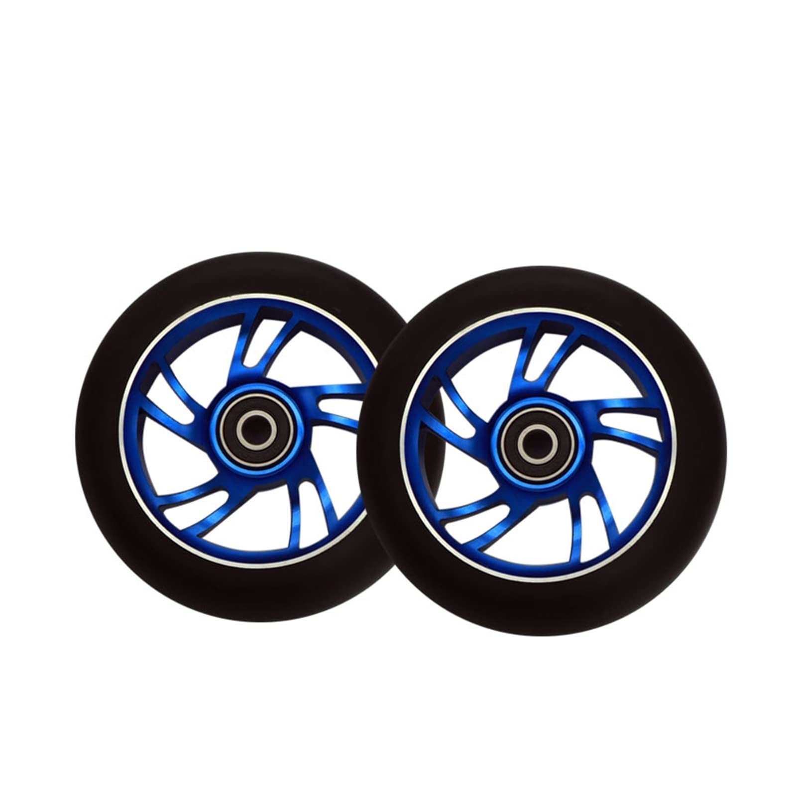 Zhiming 110mm Pro Stunt Scooter Wheels with Bearings - Aluminum Core Wear-Resistant PU Wheels for Scooter Replacement Parts (2-Pack, Blue) - Perfect for Freestyle Tricks, Park Riding & Street Scooting