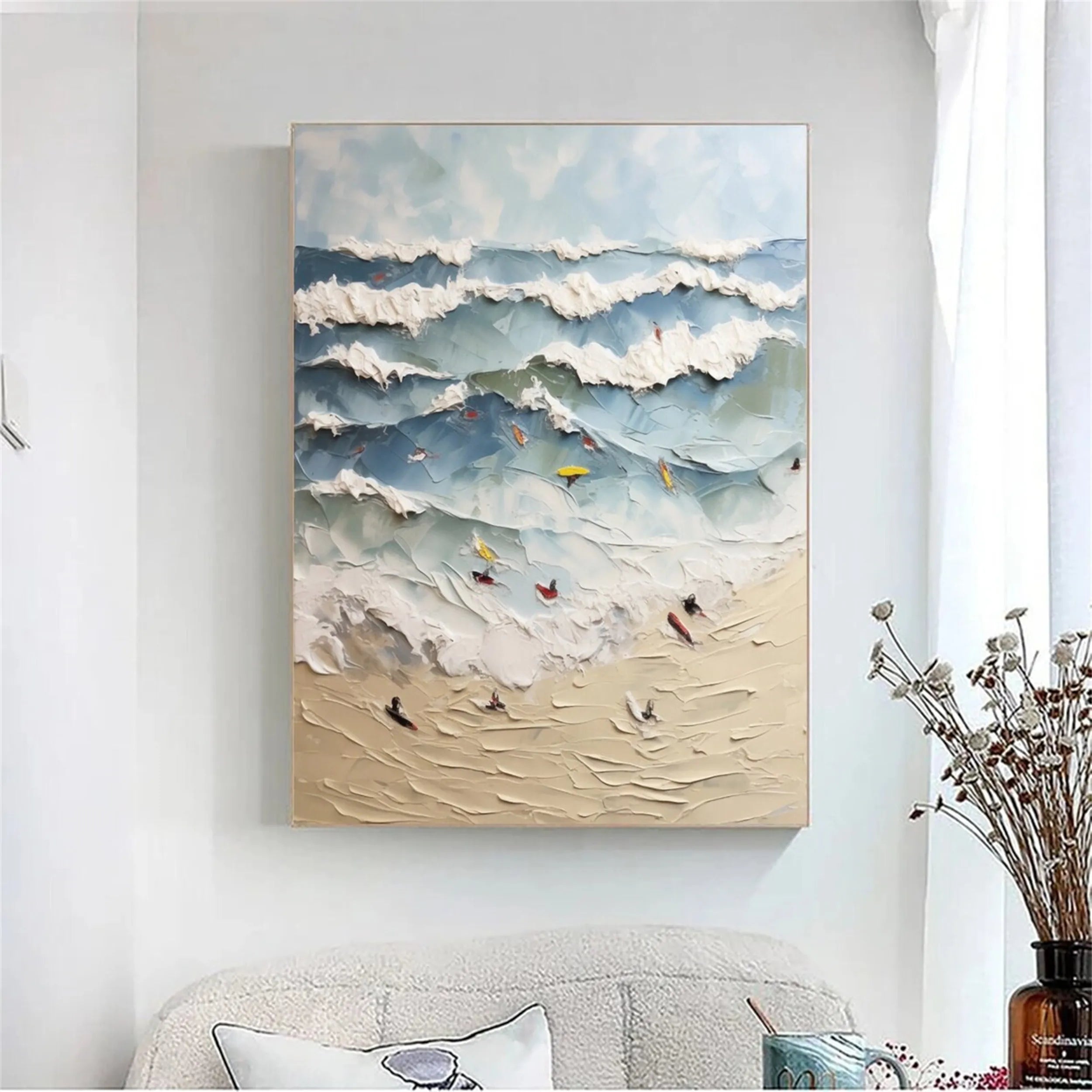 Seascape and Snowy Peak Landscape Painting #SP028 - Perfect for Home Decor, Office Wall Art & Gift Ideas