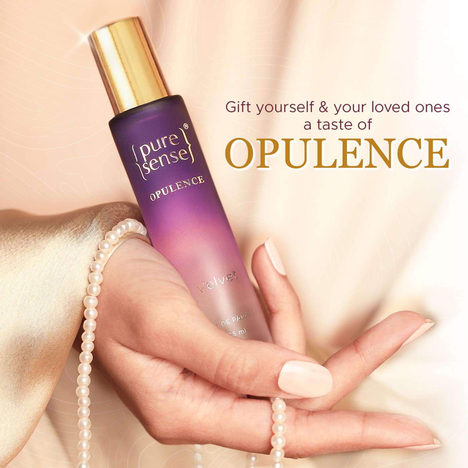PureSense Opulence Perfume Gift Set - 4 Luxury Travel Scents (Silk, Velvet, Satin, Chenille) | Long Lasting Fragrance for Men & Women | Perfect Birthday Gift & Travel Companion | 25ml x 4 Bottles