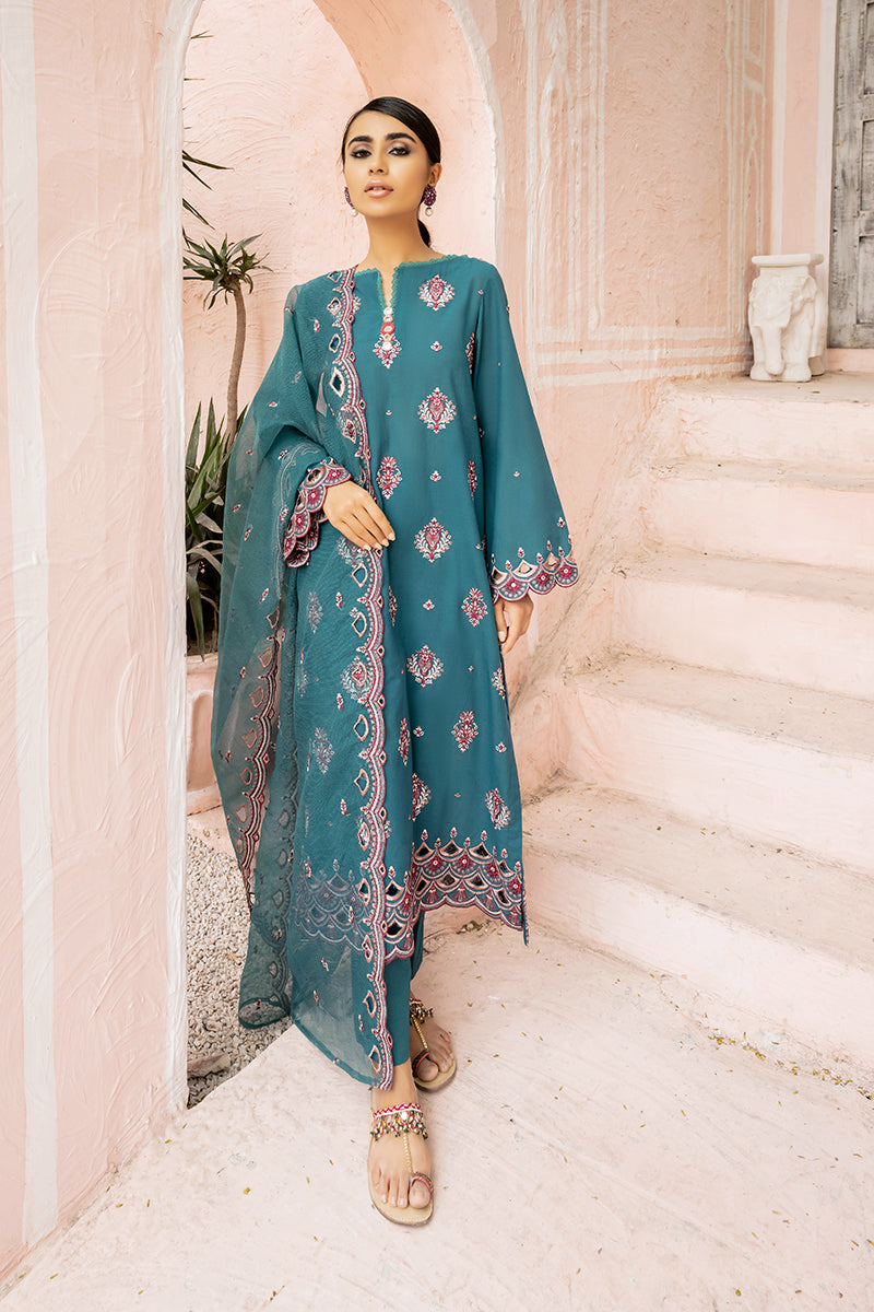 HARBOR CAMEO Embroidered Lawn 3-Piece Set - Elegant Floral Design for Summer Dresses, Tops & Skirts | Perfect for Casual Outings, Beach Wear & Special Occasions