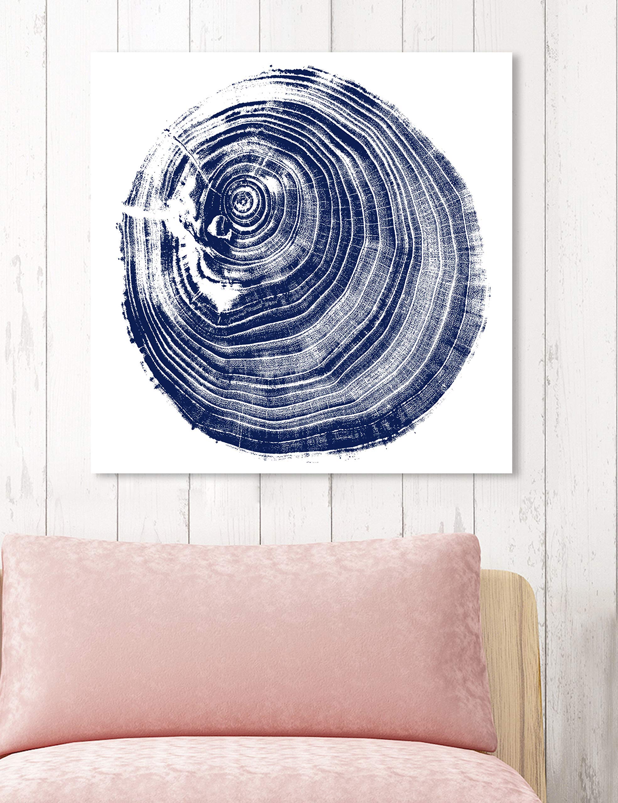 Abstract Wall Art Canvas Prints 'Legno Blu Due' - Blue & White Modern Home Decor Painting 24