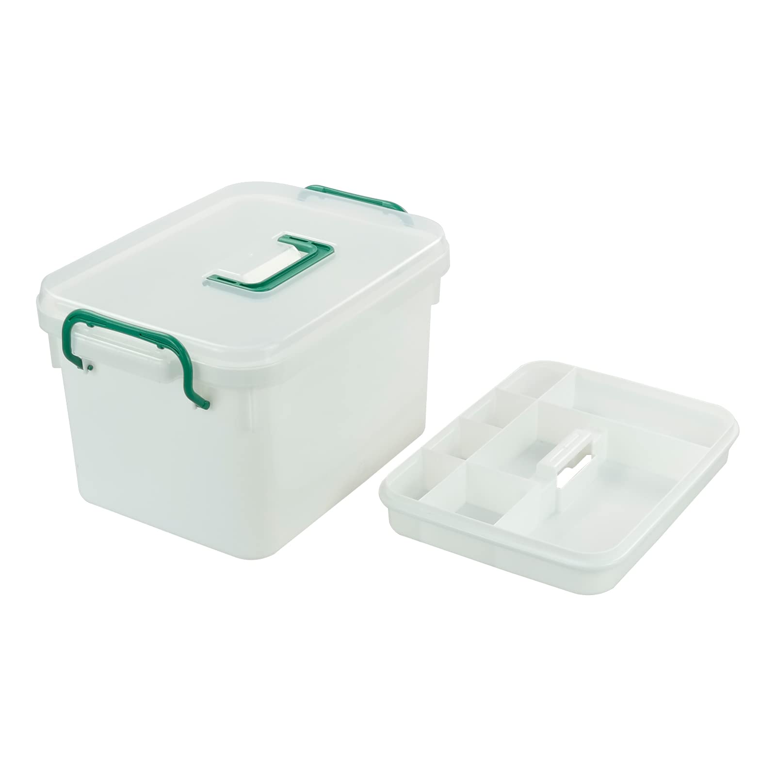 1 Pack Plastic Family First Aid Kit Box - Empty Medicine Storage Container for Home, Travel, Camping & Emergency Preparedness - White
