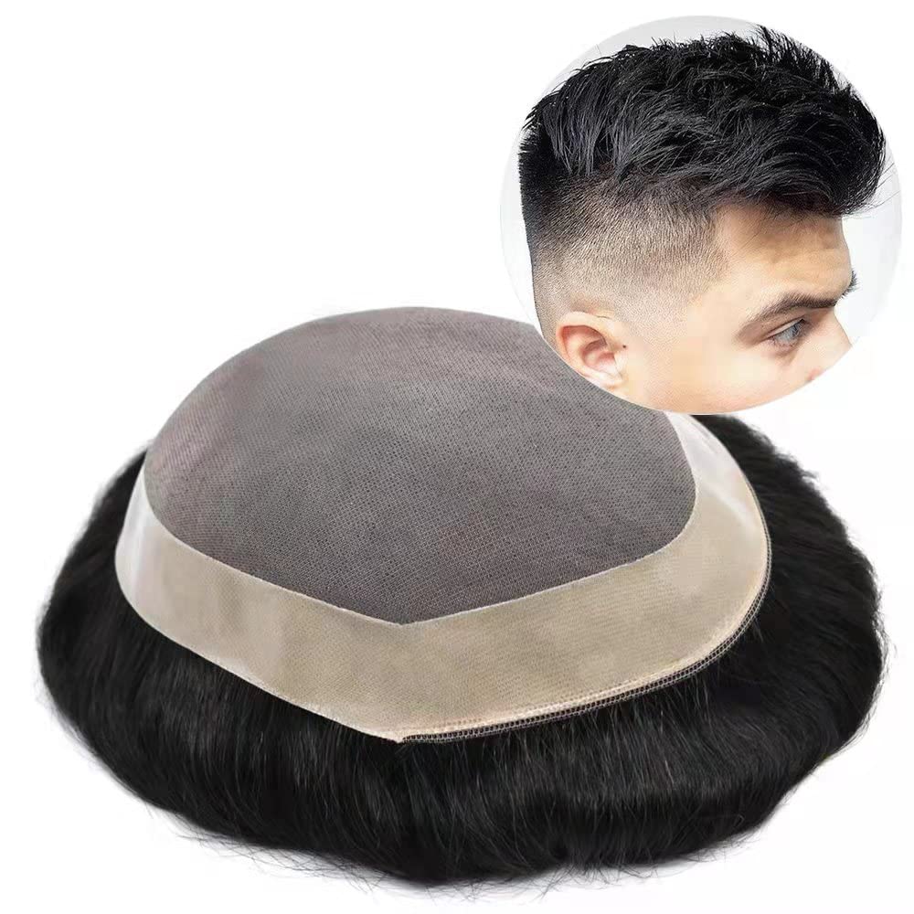 Premium Men's Toupee Human Hair Replacement System - 6x9 Fine Mono Base, Natural Hairline, Breathable & Durable - Jet Black 110% Density - Ideal for Daily Wear, Special Occasions & Hair Loss Solutions