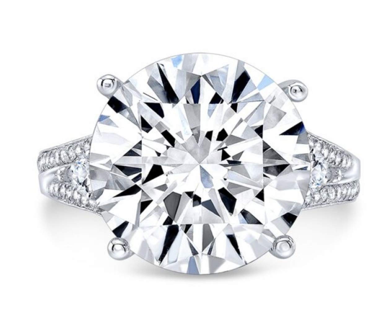 Gemonite 14mm Big Round Cut Solitaire Engagement Ring - Antique Art Deco Wedding Band for Women - Sterling Silver Anniversary Jewelry - Perfect for Christmas, Birthday & Valentine's Day Gifts - Romantic Proposals & Special Occasions