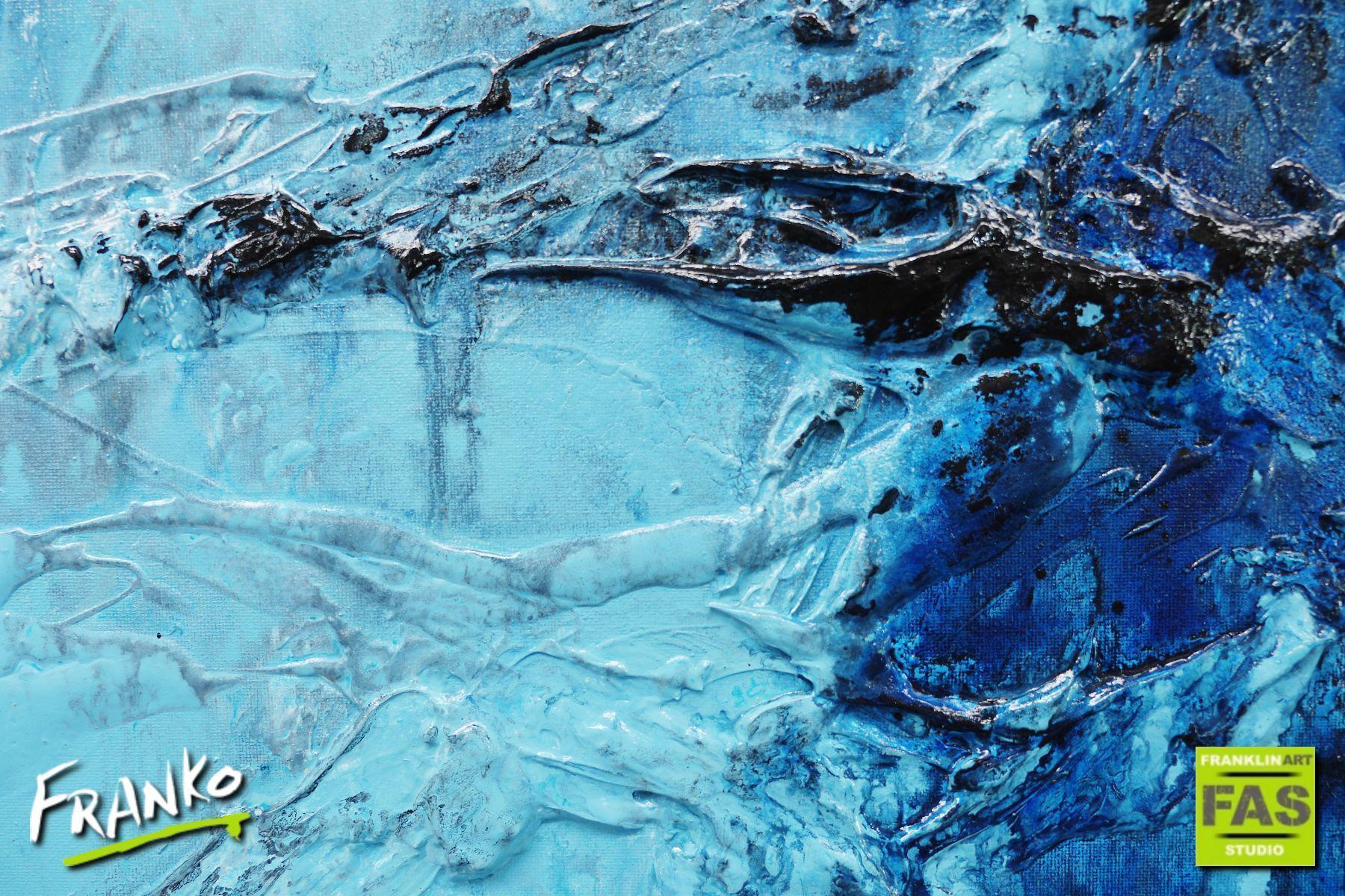 Blue Drifter 190cm x 100cm White Blue Abstract Canvas Wall Art - Modern Home Decor for Living Room, Bedroom & Office