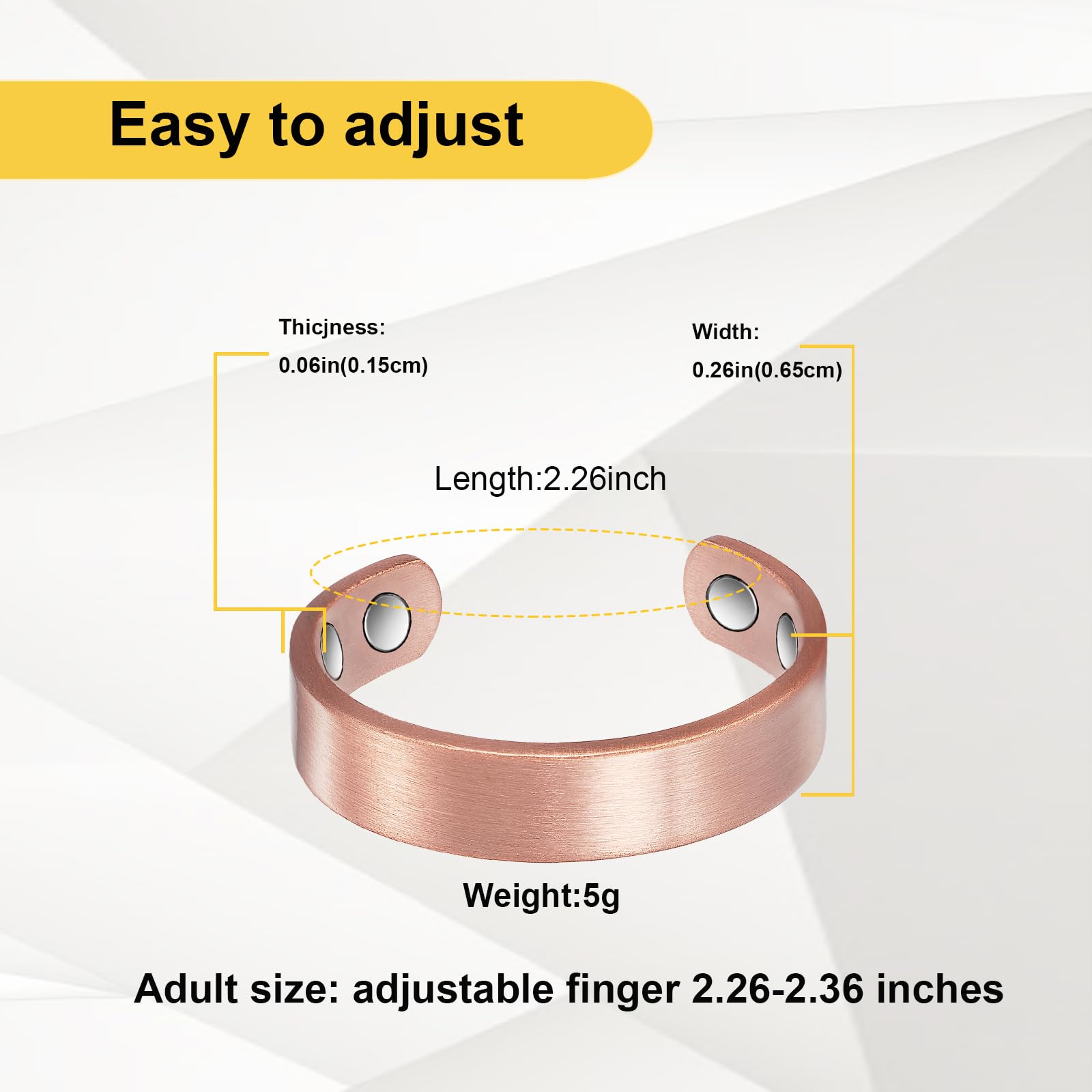 Pure Copper Adjustable Magnetic Rings for Women - Stylish Copper Jewelry for Arthritis Relief & Improved Circulation - Perfect for Daily Wear, Gifts & Fashion Accessories