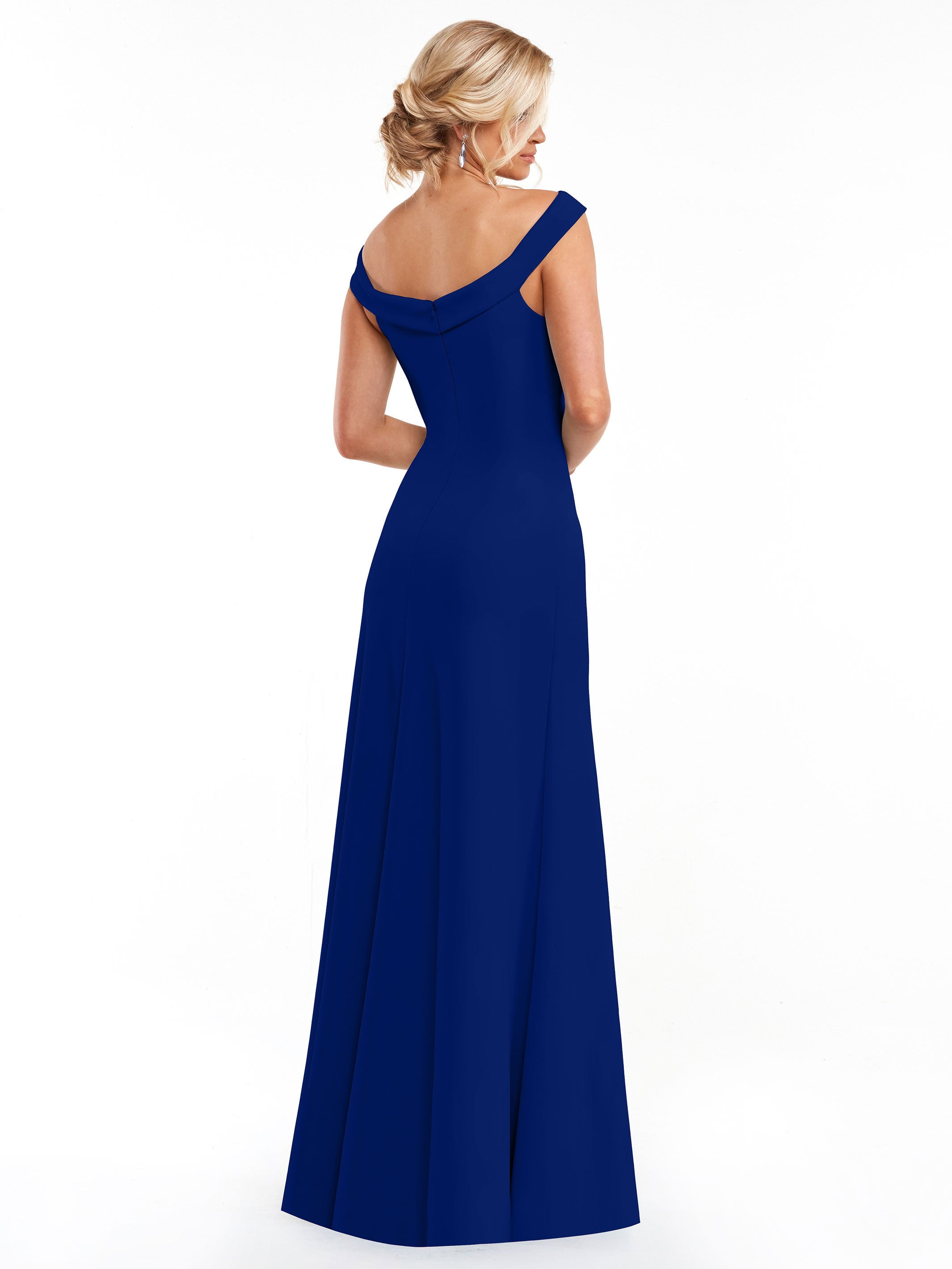 Elegant 83048 Double Knit A-Line Bridesmaid Dress with Off-the-Shoulder Sleeves - Perfect for Weddings, Formal Events & Special Occasions