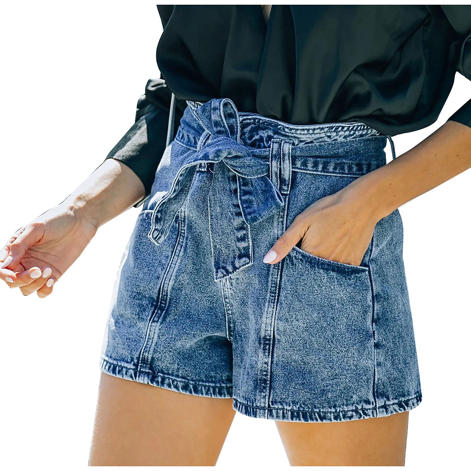 NIUQI Women's Ripped Denim Shorts - Classic Washed Distressed High Waist Summer Hot Pants | Casual Streetwear, Beach Outfits, Music Festival Fashion