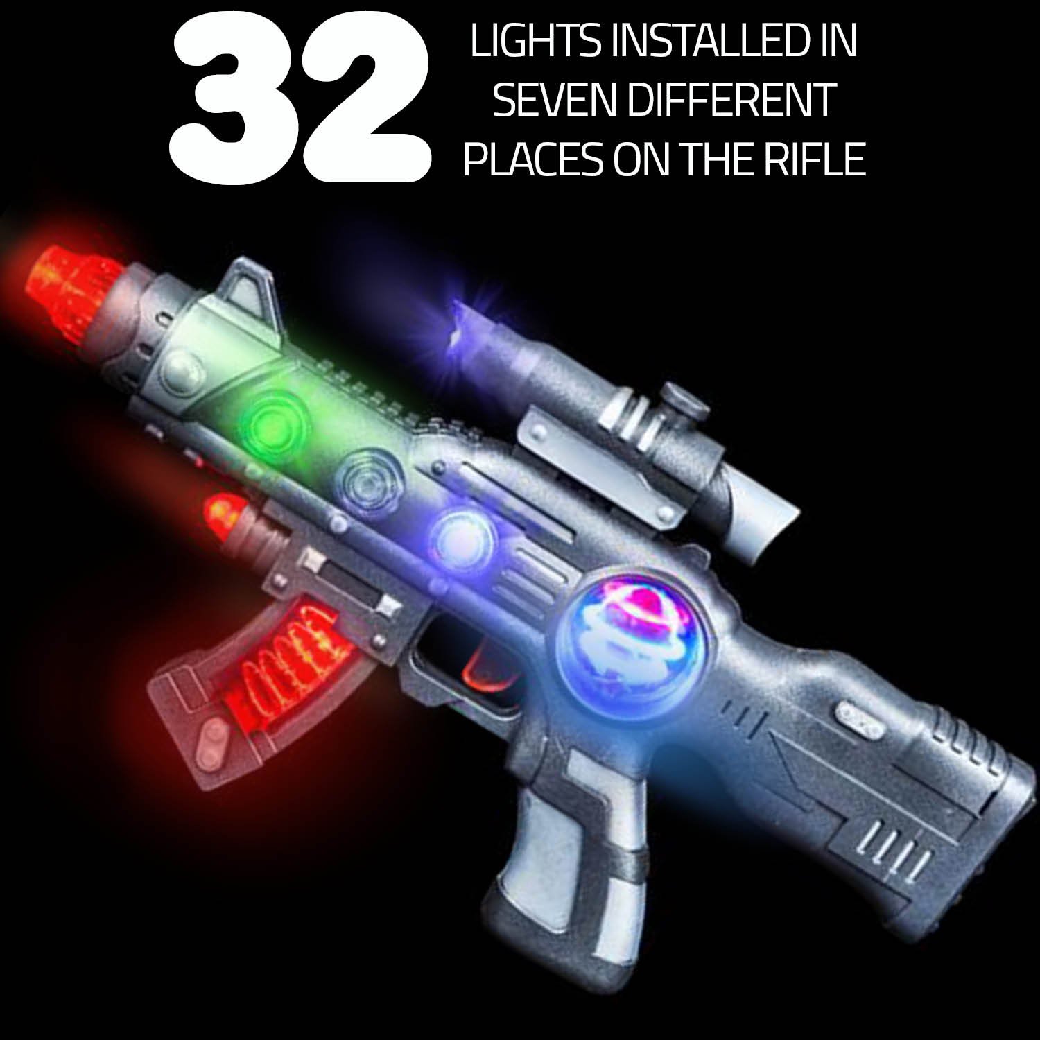 ArtCreativity LED Light Up Toy Gun Set - 12.5 Inch Assault Rifle & 9 Inch Hand Pistol with Flashing Lights & Sound Effects - Battery Included - Cool Action Play Toy for Kids Birthday Party, Outdoor Games & Role Play Adventures