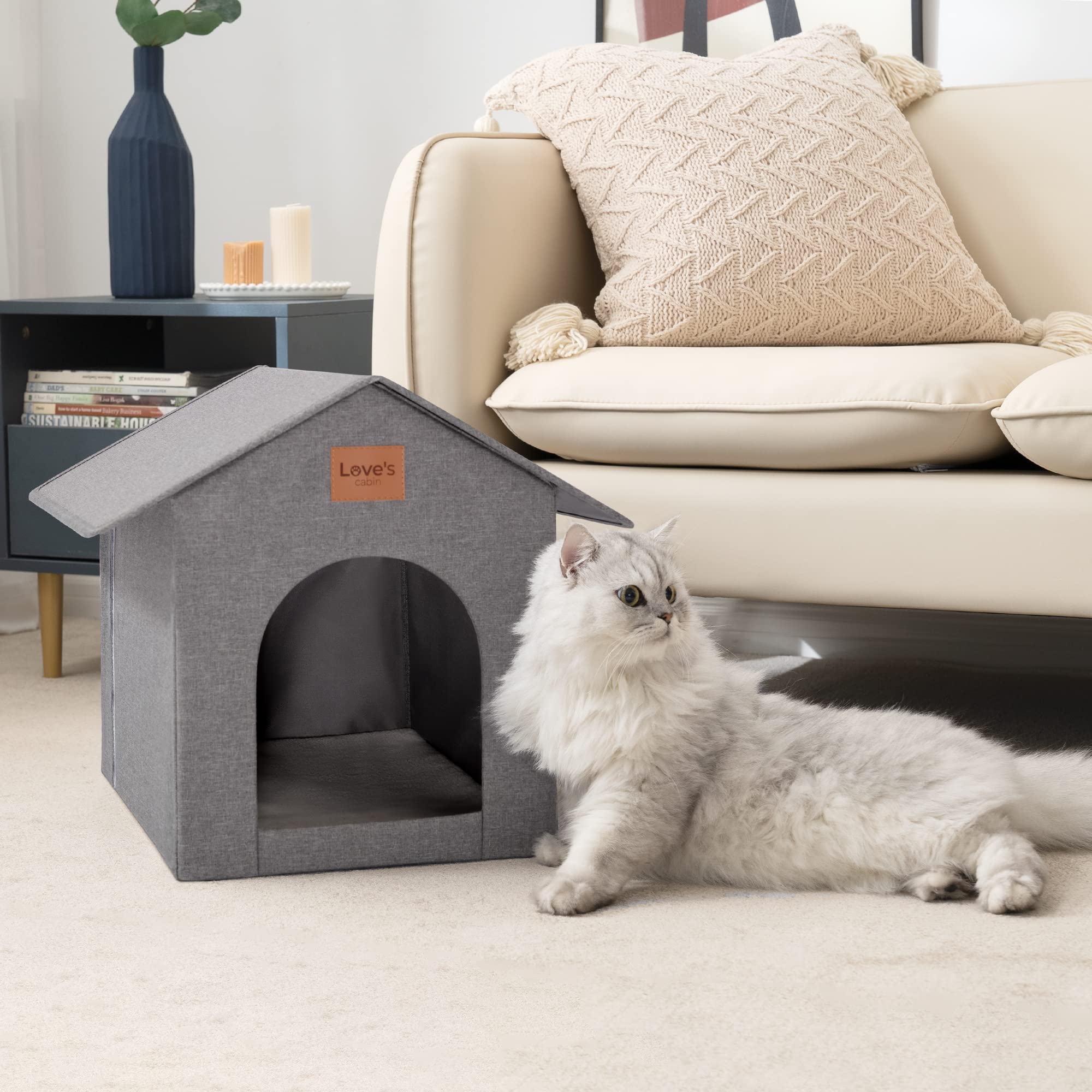 Weatherproof Outdoor Cat House - Insulated & Waterproof Shelter for Feral & Indoor Cats with Removable Soft Cushion - Perfect for Winter Protection & Backyard Comfort