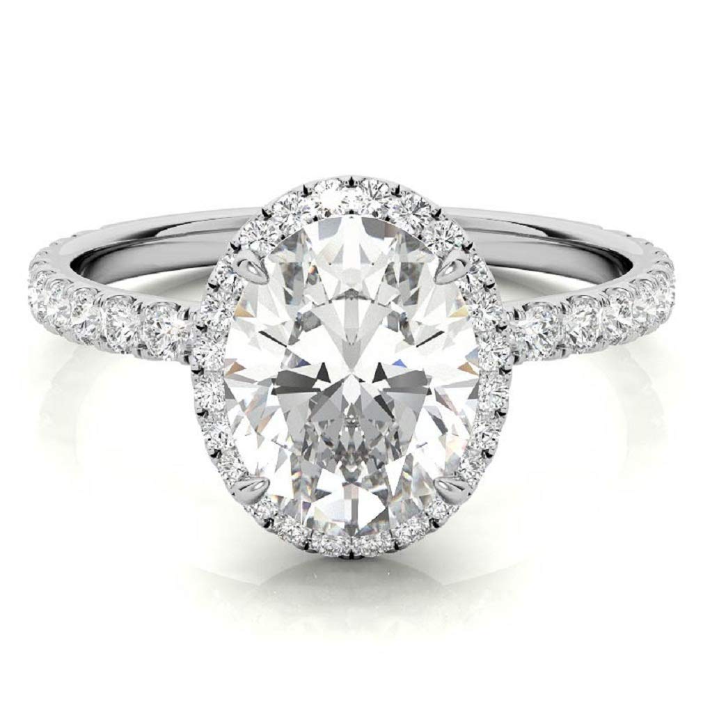 3.00CT Oval Cut Double Halo Moissanite Bridal Set - VVS1 Clarity Colorless Diamond Alternative - 925 Sterling Silver Engagement & Wedding Ring Set - Perfect Gift for Anniversaries, Proposals & Special Occasions