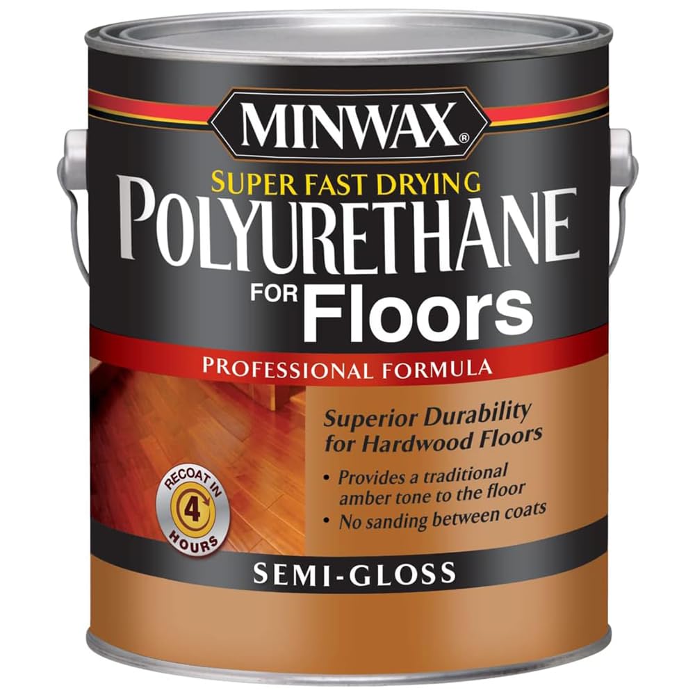 Minwax 13021 1 Gallon Clear Super Fast-Drying Polyurethane for Wood Floors - Semi-Gloss Finish | Ideal for Hardwood Floor Protection & Refinishing Projects