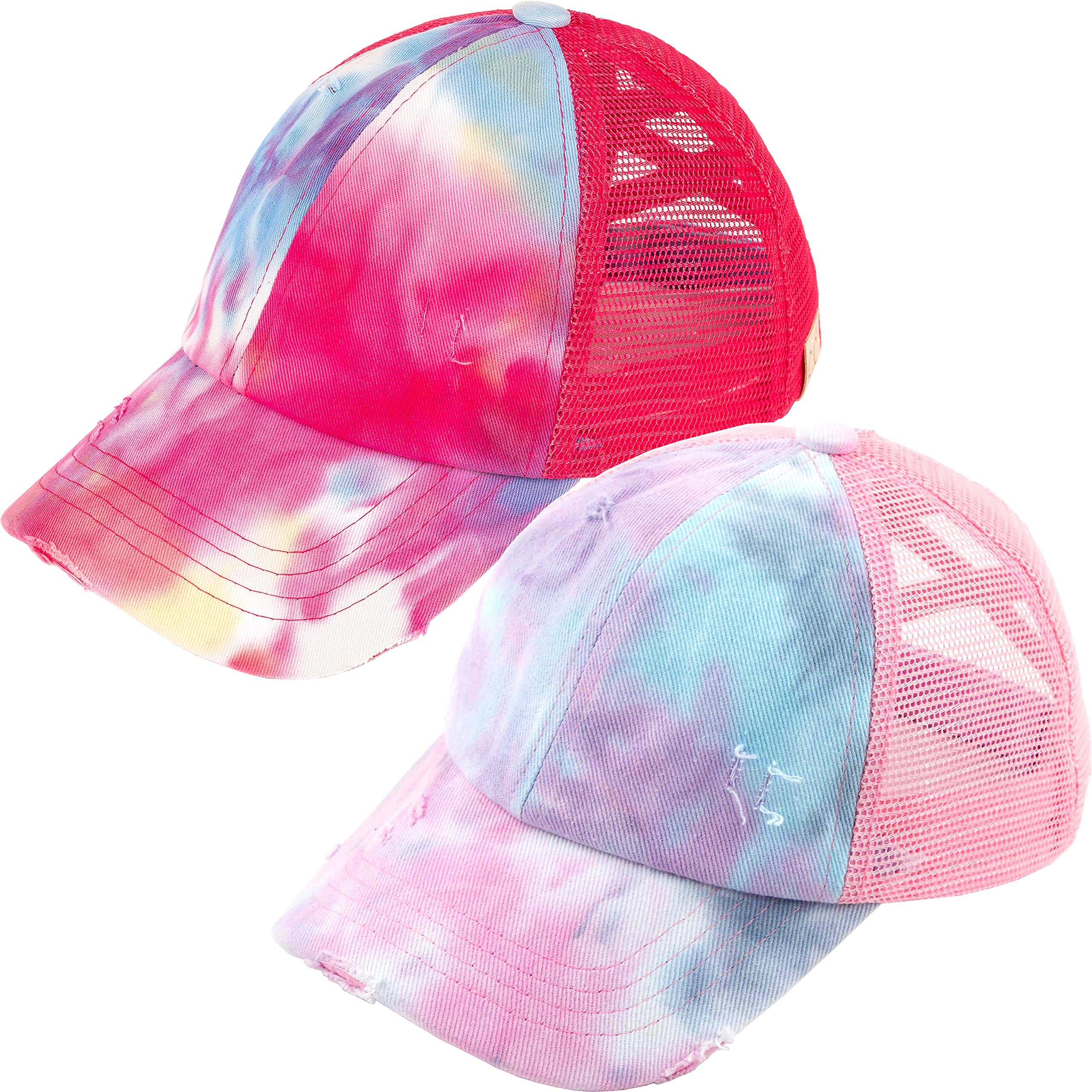 Trendy Criss Cross Baseball Cap for Girls - Adjustable Messy Bun & High Ponytail Hat - Cute Kids Sun Hat for Outdoor Sports, Beach & Summer Activities