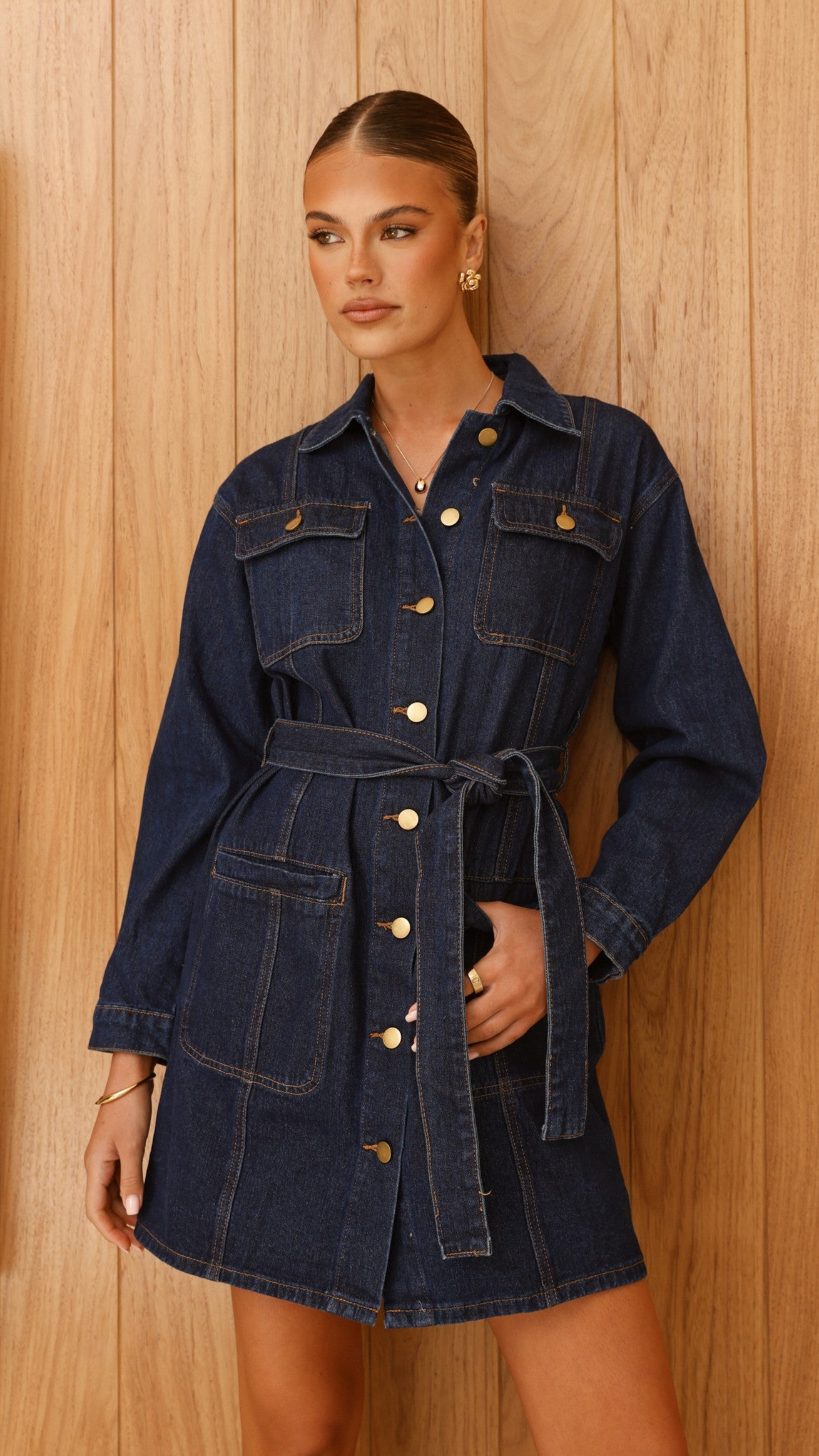 Kailas Women's Mini Dress - Indigo Denim Stretch Denim Short Sleeve Casual Summer Dress for Date Night, Beach, and Party Wear