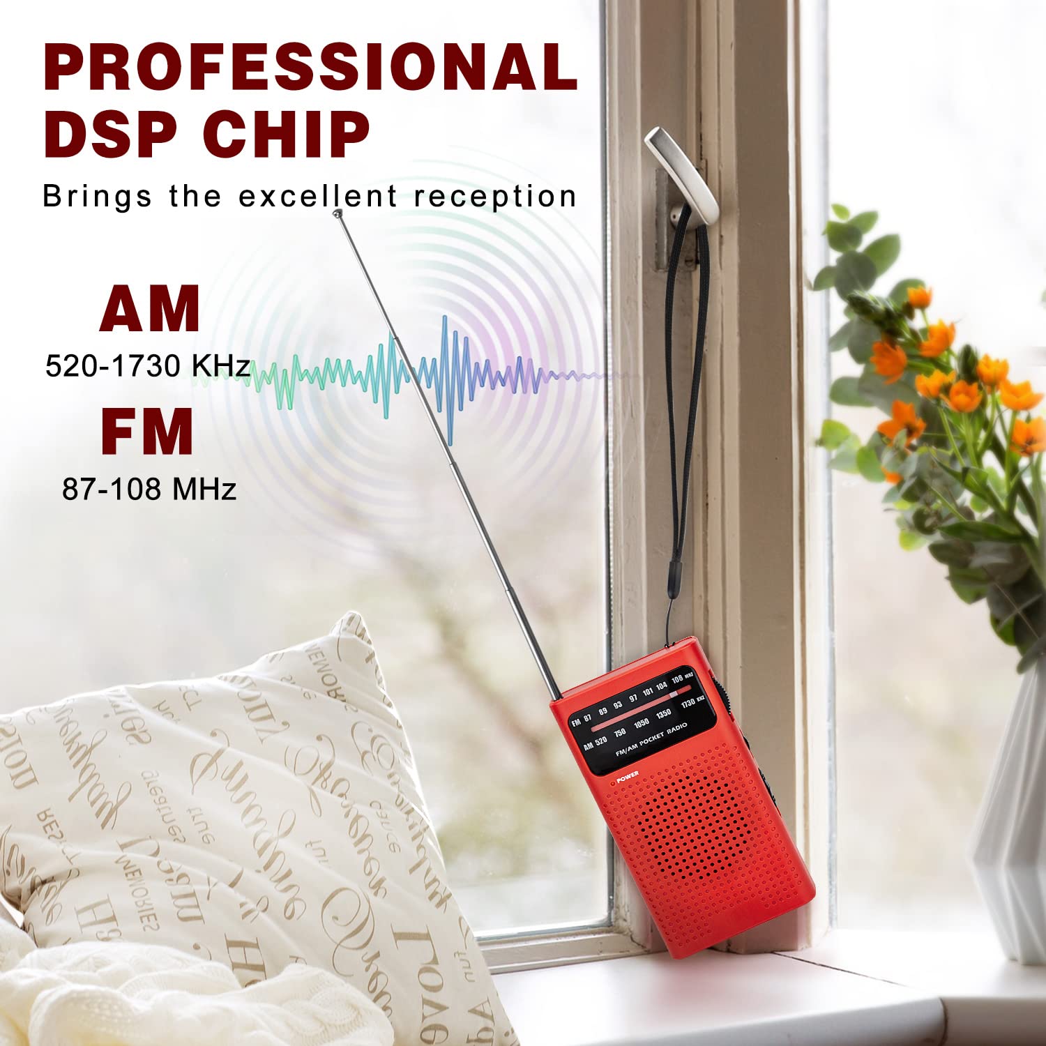 Goodes Portable AM FM Radio with Loud Speaker & Headphone Jack | 2AA Battery Operated Long Range Transistor Radio | Perfect for Home, Outdoor, Camping & Emergency Preparedness