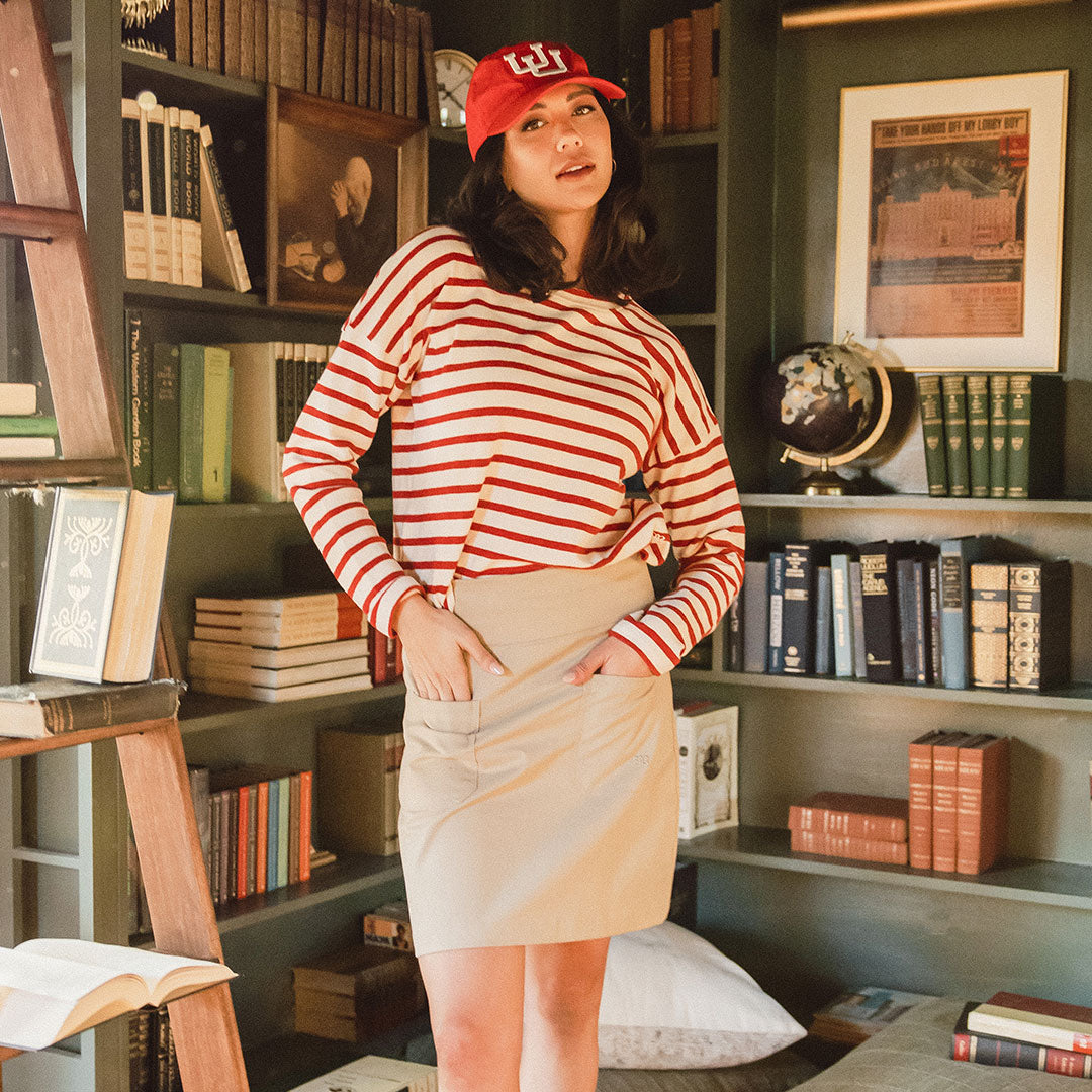 Stylish Brown Canvas Skirt for Women - Comfortable & Durable A-Line Skirt for Casual Wear, Office, or Outdoor Activities