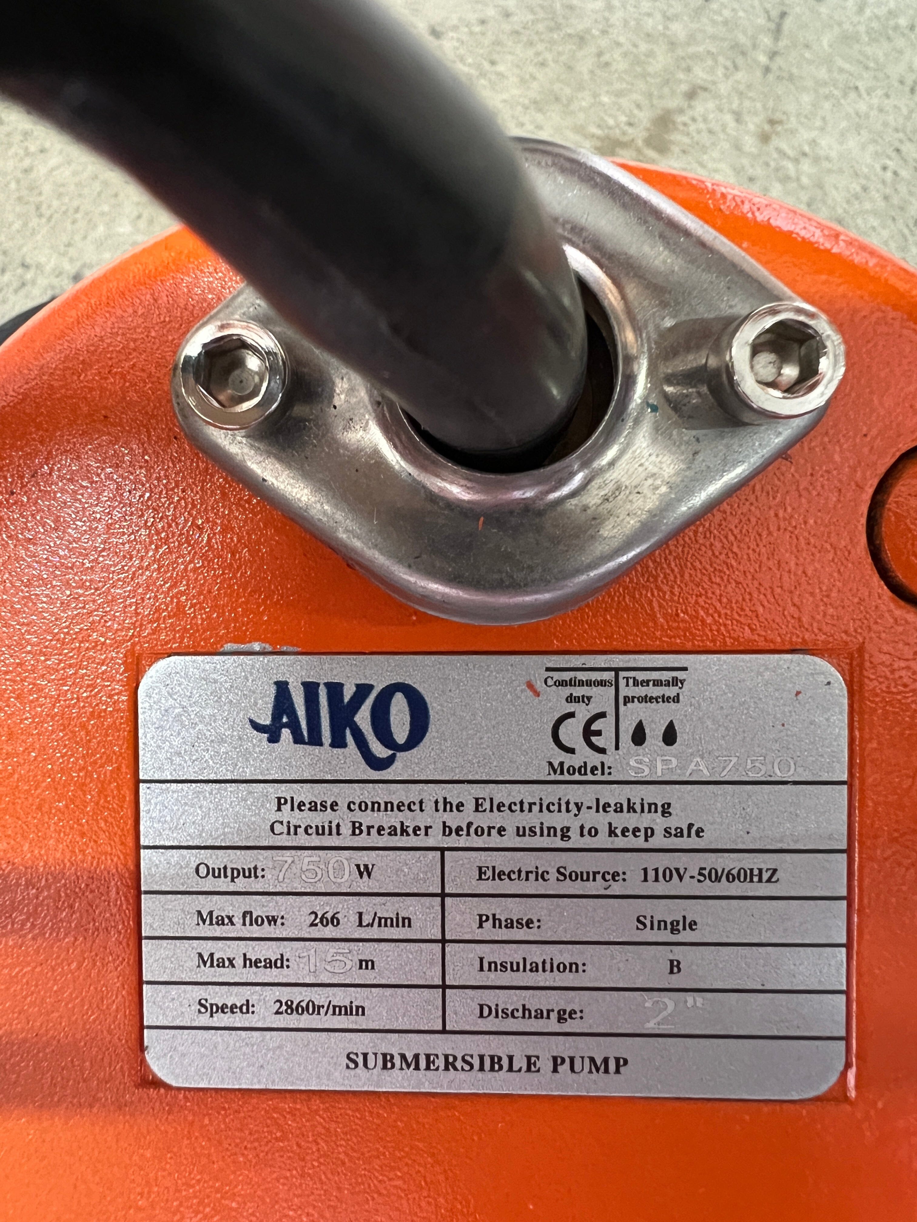 AIKO 2 Submersible Pump 110V 60Hz 750W High Power Water Pump Without Float Switch - Model WP SPA750 110V | Perfect for Ponds, Fountains, Aquariums & Water Circulation Systems