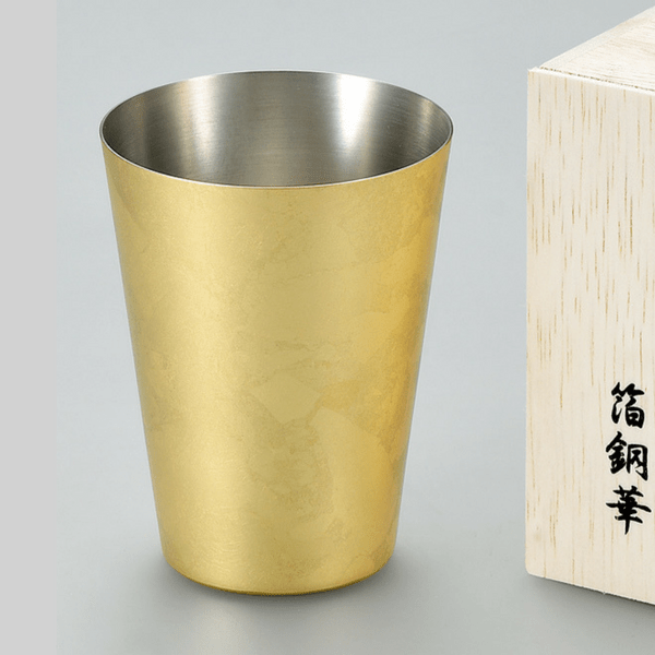 Asahi Shimo Kanazawa Gold Leaf Copper Tumbler 350ml - Insulated Travel Mug for Hot & Cold Drinks - Perfect for Office, Gym, and Outdoor Activities