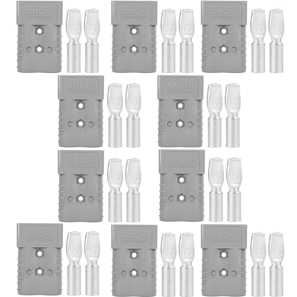 350A Forklift Battery Connector - 2/0 AWG Gray 600V Plug with 10PCS - Heavy Duty Jumper Cable Plug for Recovery Winch, Towing Systems & Industrial Equipment - Quick Connect/Disconnect for Forklifts, Construction Machinery & Marine Applications