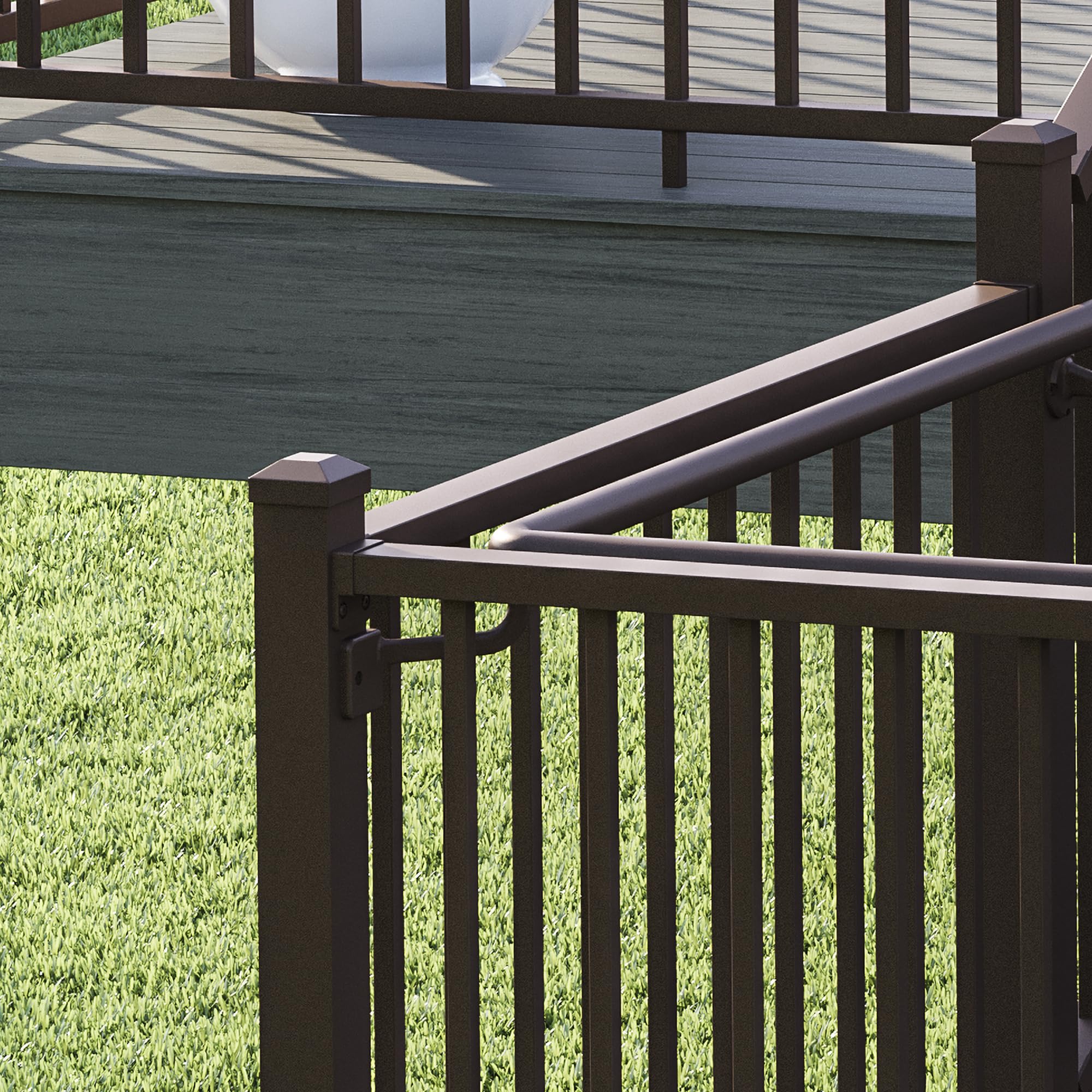 Deckorators Weathered Brown Aluminum Inside Corner Bracket with Screws & Beauty Rings - Heavy Duty Deck & Fence Support for Outdoor Construction Projects