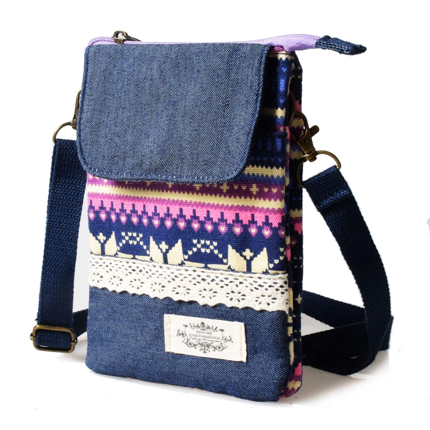 Stylish Leaf Pattern Canvas Crossbody Phone Purse - Lightweight Small Wallet Bag for Women & Girls | Perfect for Daily Use, Travel, Shopping & Outdoor Activities