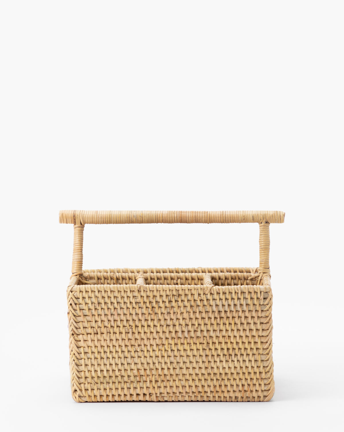 Rattan Utensil Caddy - Bamboo Kitchen Organizer for Forks, Spoons & Knives | Perfect for Dining Table, Picnic, Camping & Outdoor Entertaining
