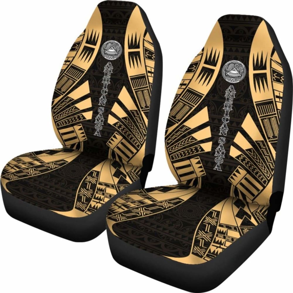 Premium American Samoa Car Seat Covers - Polynesian Tattoo Gold Design - Universal Fit for Cars, Trucks & SUVs - Perfect for Travel, Commuting & Protecting Your Vehicle Seats