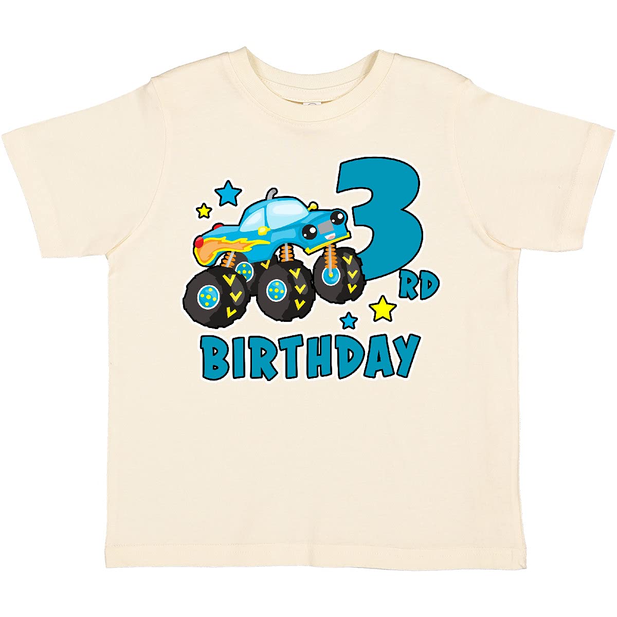 Inktastic 3rd Birthday Monster Truck Toddler T-Shirt - Cute Boys' Graphic Tee for Birthday Party & Playtime | Soft Cotton Toddler Shirt for 1-3 Year Olds