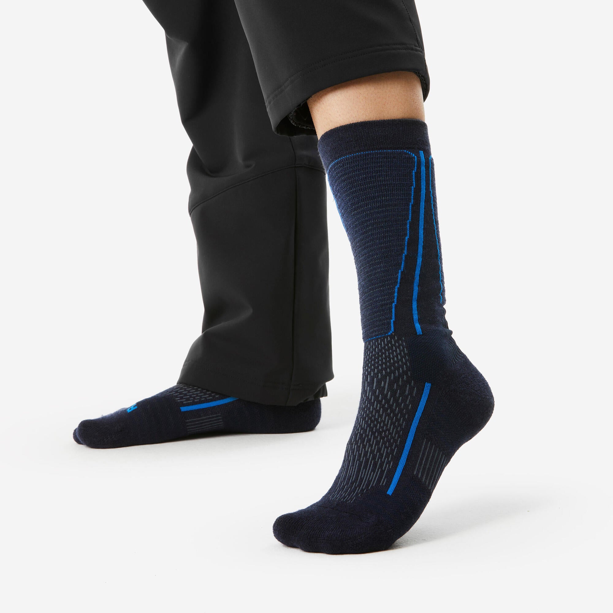 Quechua SH500 Merino Wool Winter Hiking Socks - 2 Pairs Pack for Men & Women - Warm Thermal Socks for Outdoor Activities, Skiing, and Snowboarding