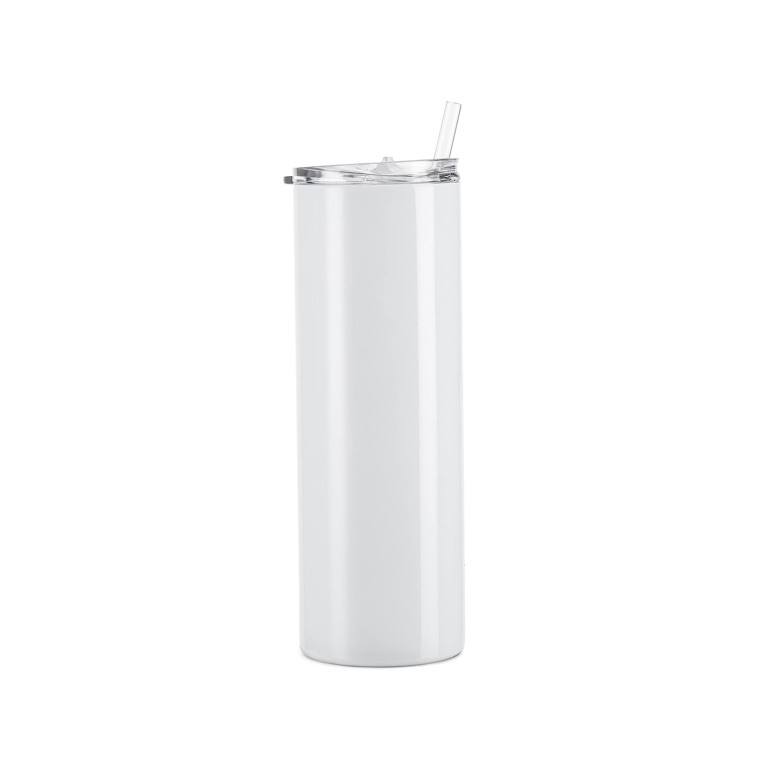 Makerflo 20 oz White Skinny Sublimation Blank Tumbler with Lid & Straw - Pack of 25 | DIY Personalized Gifts for Christmas, Birthdays, Promotions | Compatible with Sublimation, Epoxy, UV DTF, Vinyl & Laser Engraving | Perfect for Home, Office, Gym & Outdoor Use
