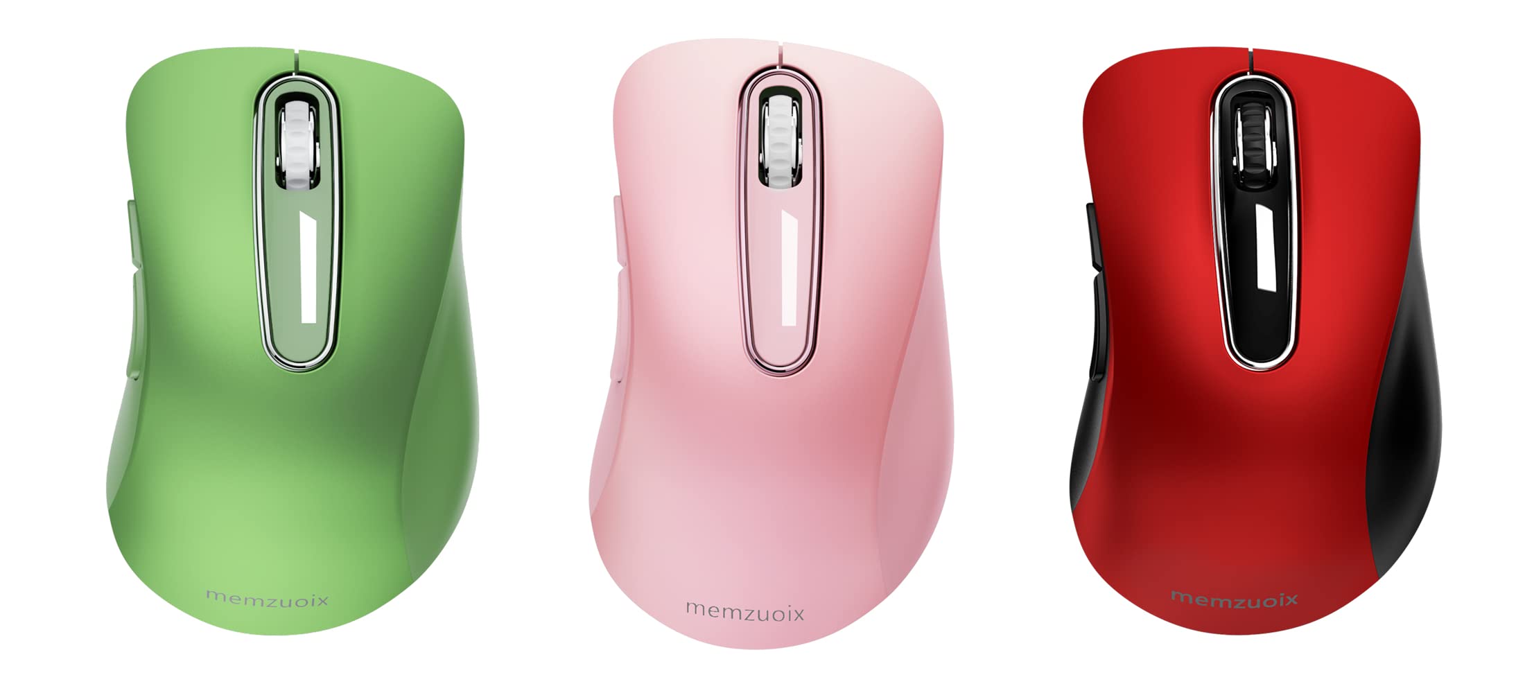 2.4G Wireless Mouse 3-Pack - Ergonomic Cordless Computer Mouse for Laptop, Desktop, PC & MacBook (Green, Pink, Red) - Perfect for Office, Home & Travel Use