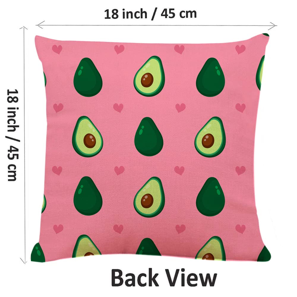 Funny Green Avocado Square Throw Pillow Covers 18x18 Inch - Decorative Couch & Sofa Cushion Cases for Living Room, Bedroom, Nursery - Soft & Stylish Home Decor Accessories