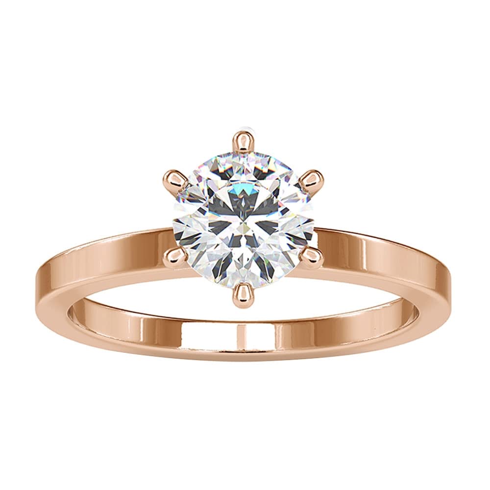 1 CT Round Moissanite Engagement Ring - 6.50mm Solitaire Ring in 14K Solid Gold for Women, Wedding Proposal, Anniversary Gift, Bridal Jewelry