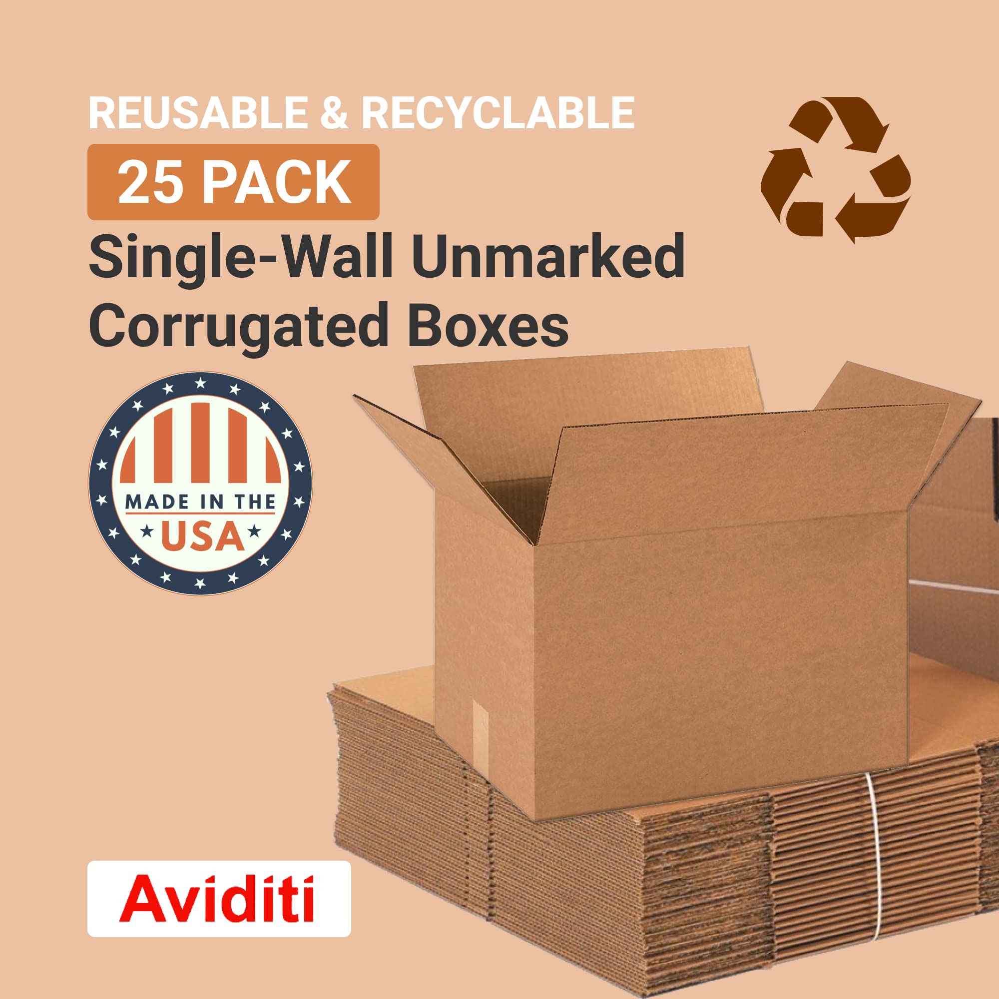 Aviditi 18 x 12 x 12 Inches Corrugated Cardboard Shipping Boxes - Small Moving & Storage Boxes 12